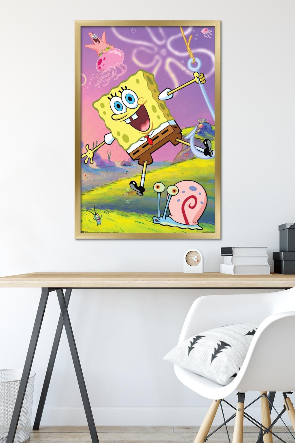 Trends International Nickelodeon SpongeBob SquarePants Wall Poster - 22.375 x 34 Inches, Gold Framed Decor for Kids Room, Living Room & Game Room