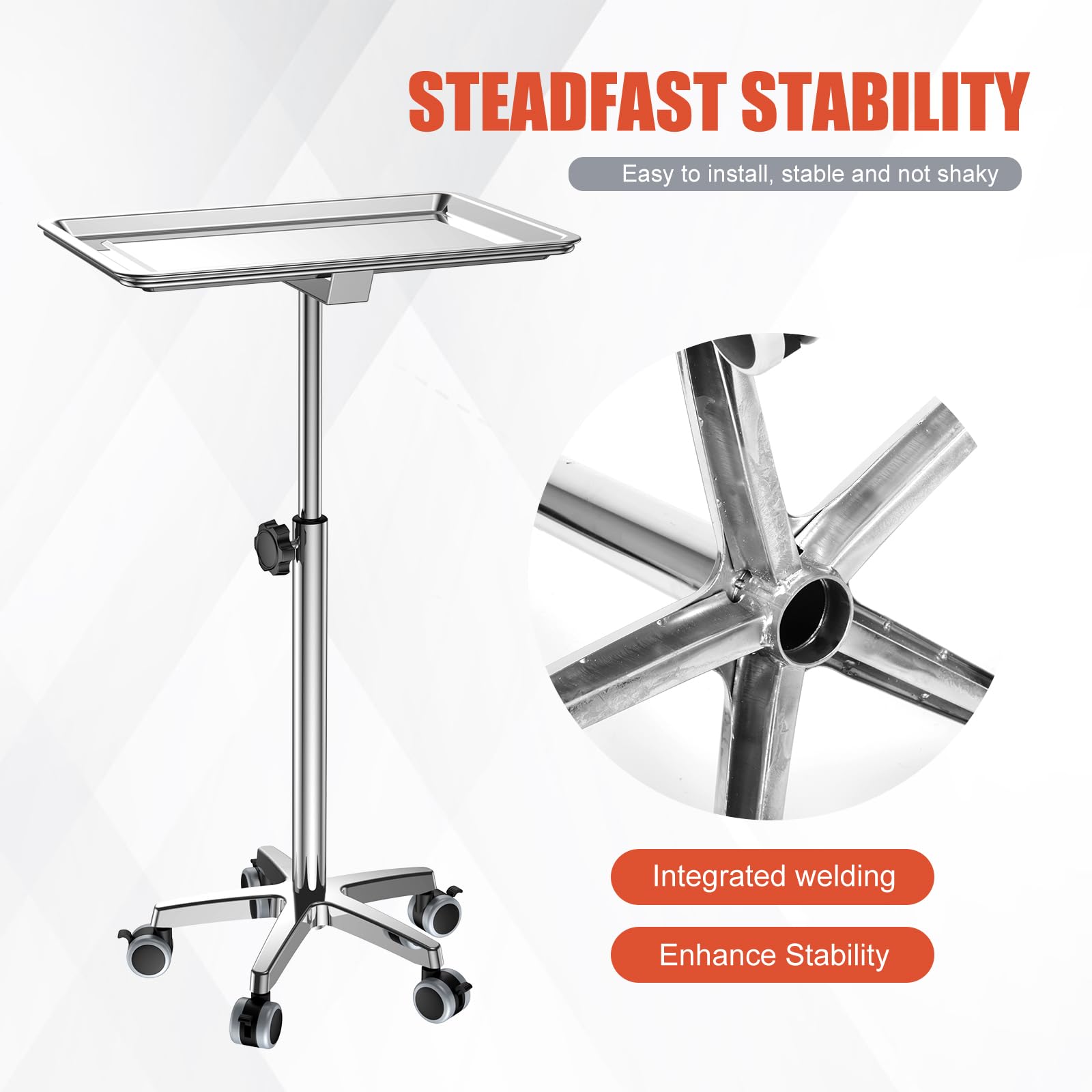 ChoJiah Extra Large Rolling Salon Tray on Wheels - Heavy Duty Mobile Hairstylist & Tattoo Cart - Perfect for Hair Salons, Dental Clinics & Beauty Studios - Ideal for Styling Tools, Tattoo Supplies & Medical Equipment Organization