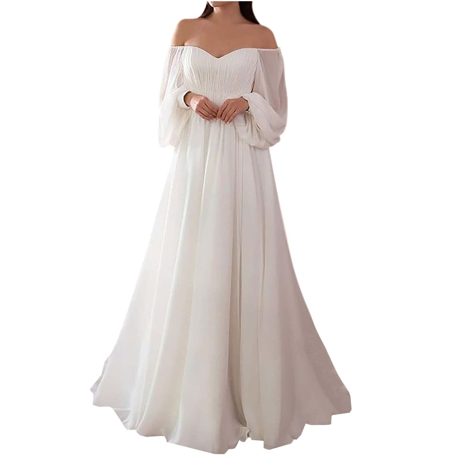 2023 Summer Women's Off Shoulder Casual Maxi Dress - Elegant Bridal & Bridesmaid Flowy Cocktail Long Dresses for Weddings, Parties & Special Occasions