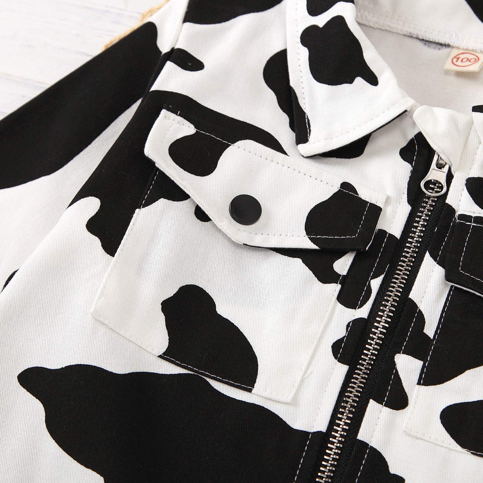FarJing Kids' Cow Print Zipper Jacket - Spring & Autumn Coats for Baby Boys & Girls | Warm Outerwear for Playdates, School & Outdoor Activities