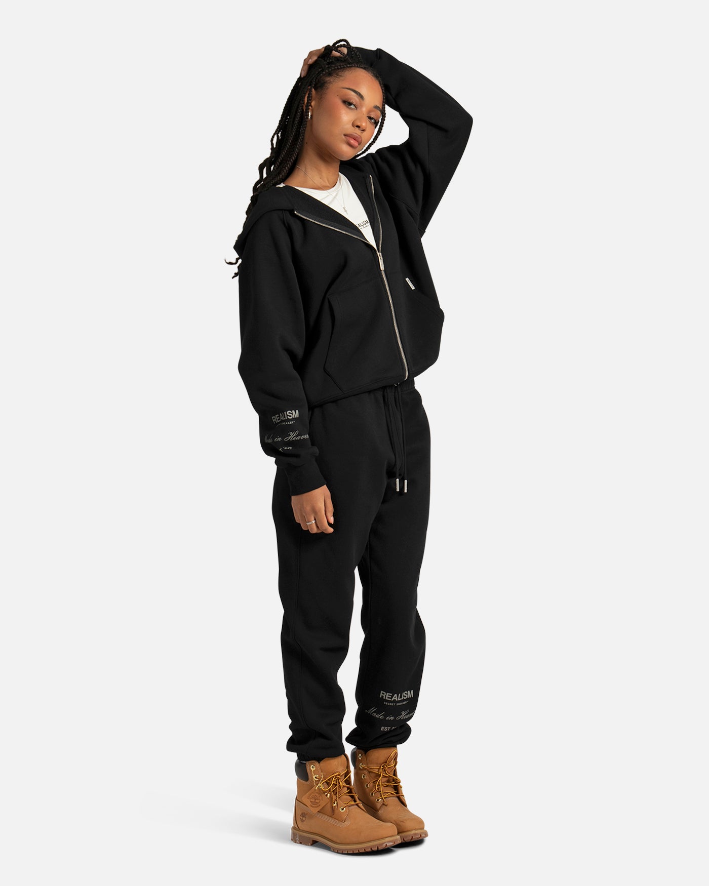 SSS Realism Radiant Sweatpants for Women - Black High Waist Joggers with Pockets - Comfortable Lounge Pants for Yoga, Running & Casual Wear