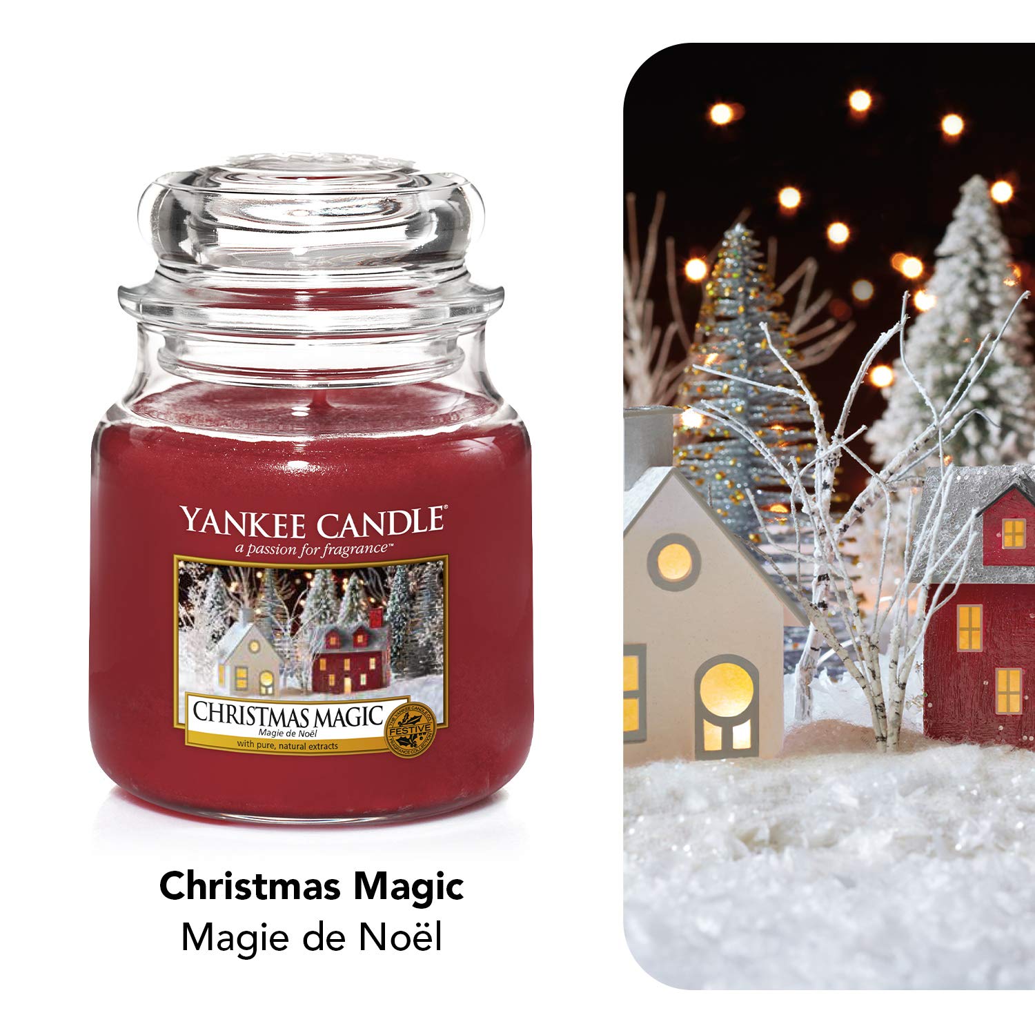 Yankee Candle Medium Jar Candle - Christmas Magic Scented Candle in Red | Holiday Home Decor, Gift Idea & Festive Ambiance for Christmas Parties
