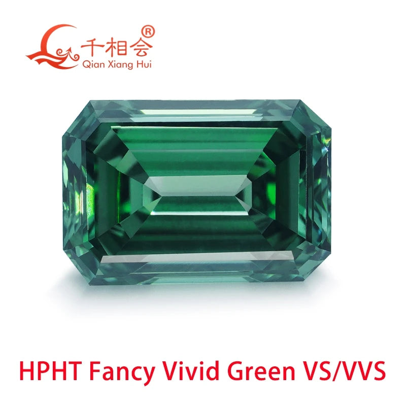 HPHT Lab-Grown Diamond - 0.5ct & 1.6ct Fancy Vivid Green Emerald Cut - VVS/VS Clarity - GEMID Certified Loose Stone for Jewelry Making & Engagement Rings