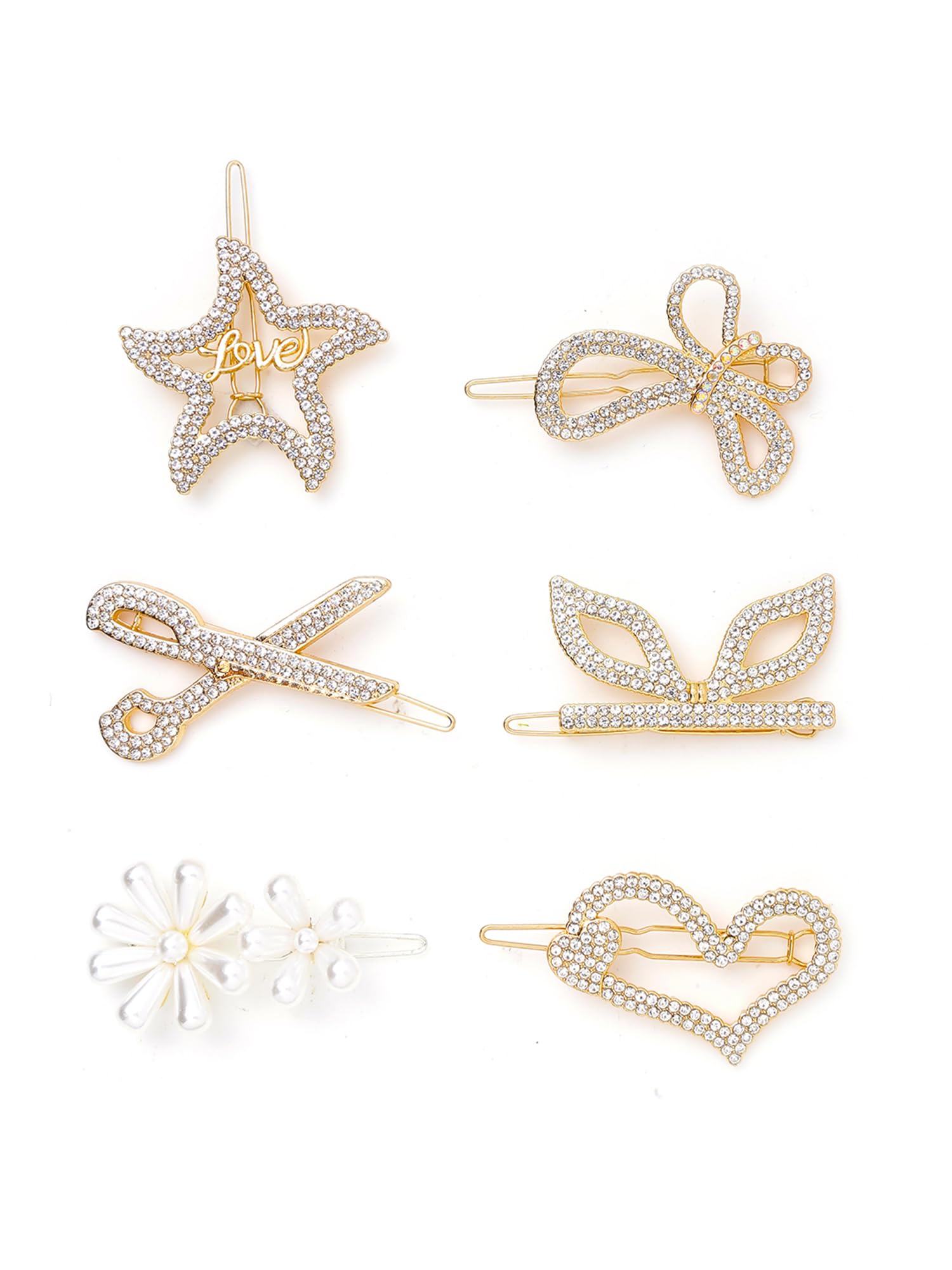 Golden Star Bow Hair Clips for Women & Girls - 5PCS Yellow Alligator Hair Clips with Chimes - Hair Accessories for Women, Girls, Teens - Perfect for School, Parties, Weddings & Daily Styling