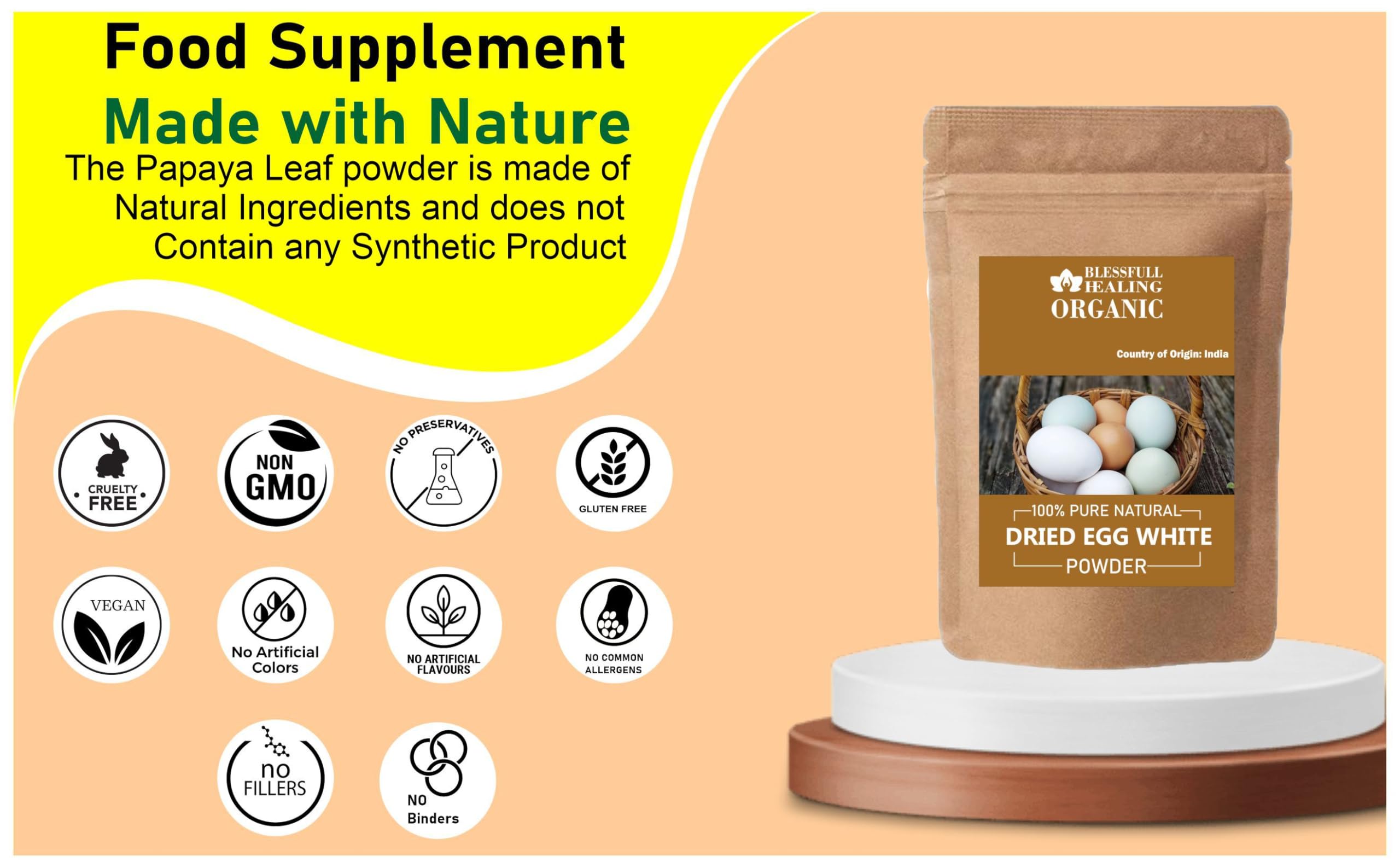 Organic Dried Egg White Powder 100% Pure Natural - 100g (3.52oz) | High Protein Baking Ingredient for Keto, Paleo & Fitness Recipes | Perfect for Meringues, Macarons & Protein Shakes