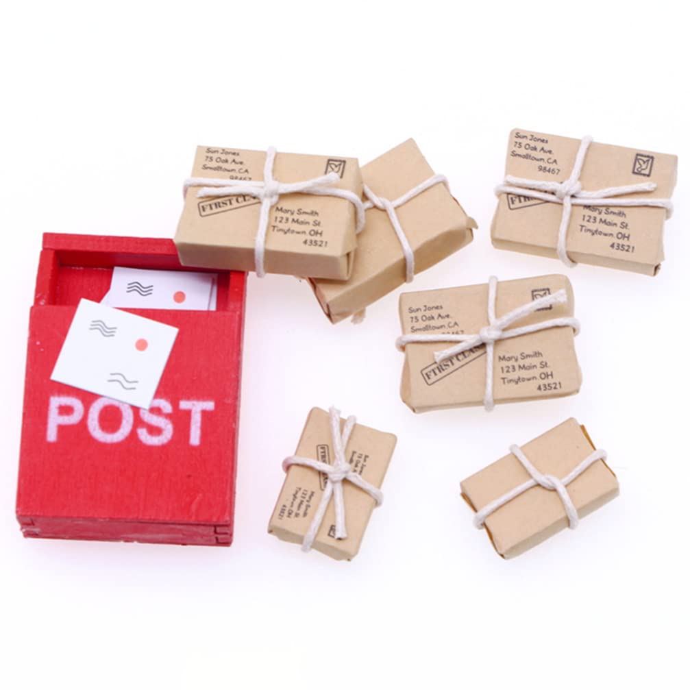 Mini Wooden Postbox & Mailbox Models - 2 Sets with Mini Envelopes | Dollhouse Letterbox Ornaments, Garden Accessories & Home Decor | Perfect for Fairy Gardens, DIY Miniature Scenes & Collectible Displays