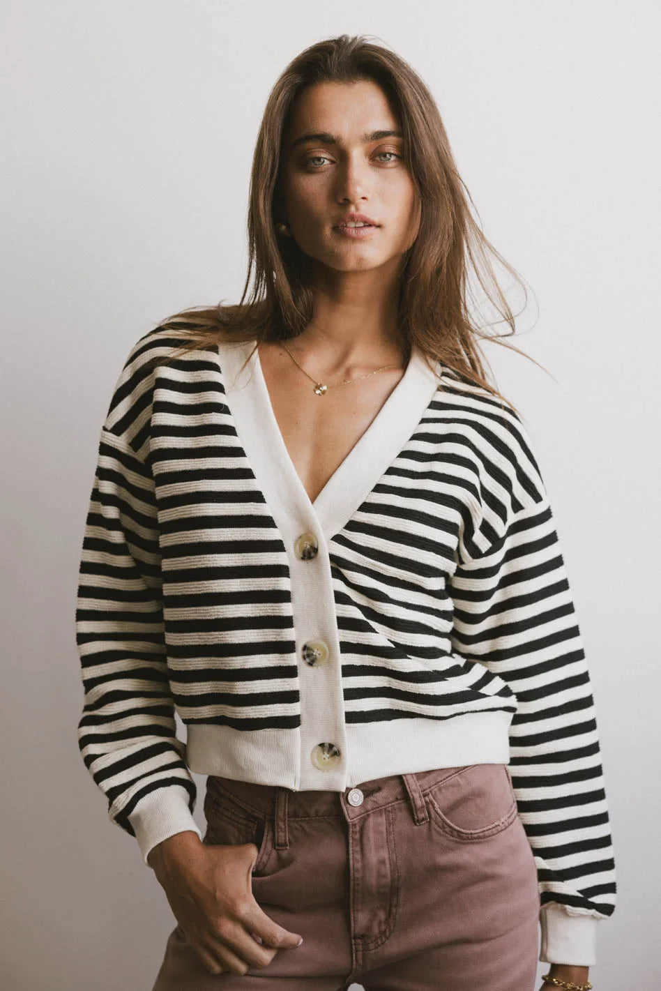 Osaia Striped Cardigan for Women - Cozy Knit Sweater, Lightweight Long Sleeve Open Front Cardigan - Perfect for Fall, Winter, Office Wear & Casual Outfits