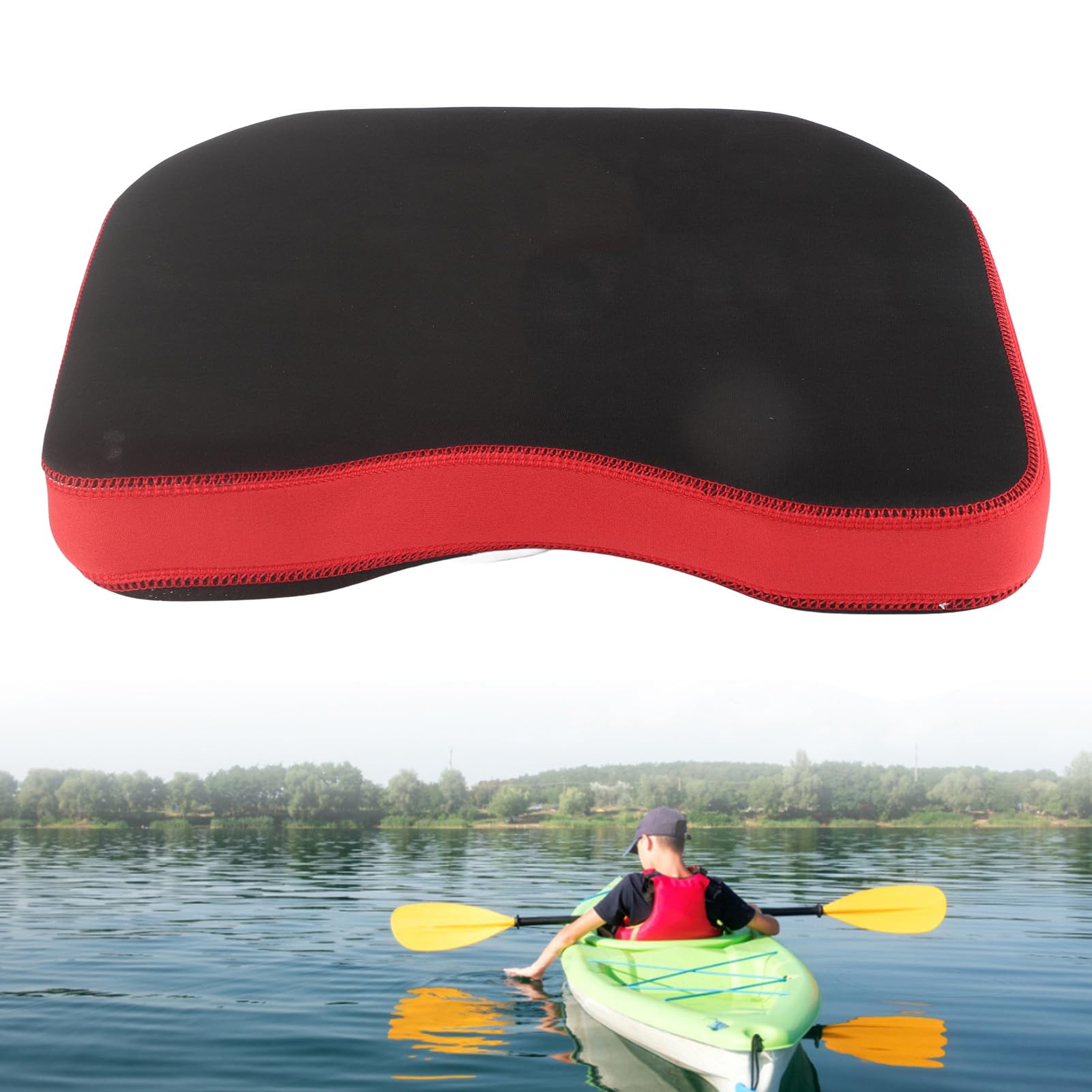 **Premium Anti-Slip Kayak Seat Cushion – Thickened Flotation Fishing Kayak Accessory for Comfort & Safety – Ideal for Kayak Fishing, Boating & Outdoor Water Sports (Red)**