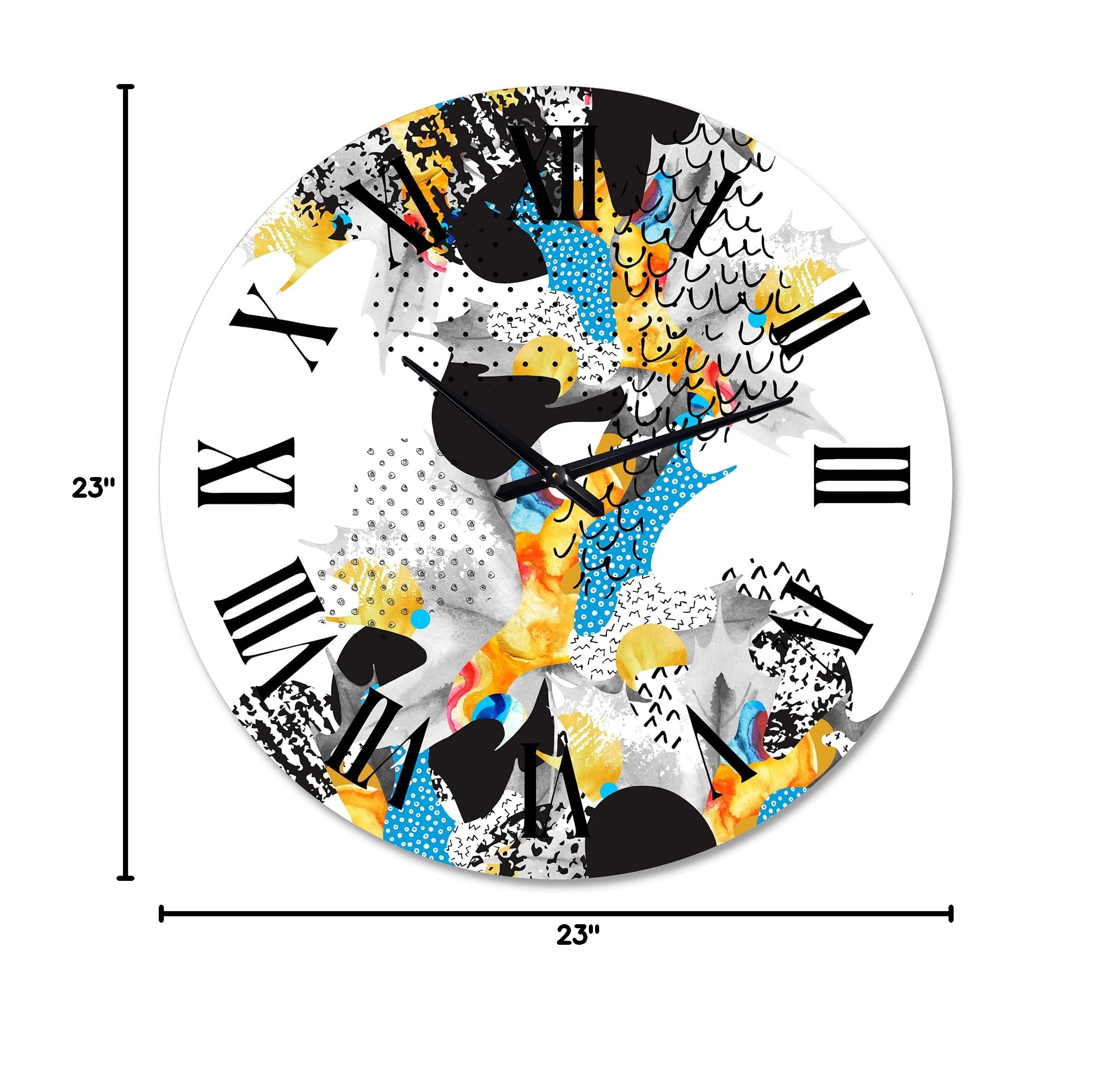 Bauhaus Memphis Style Modern Wall Clock - Minimalist Abstract Fluid Shapes, Large Fractal Design for Bedroom & Living Room Decor | Perfect for Home, Office & Interior Design