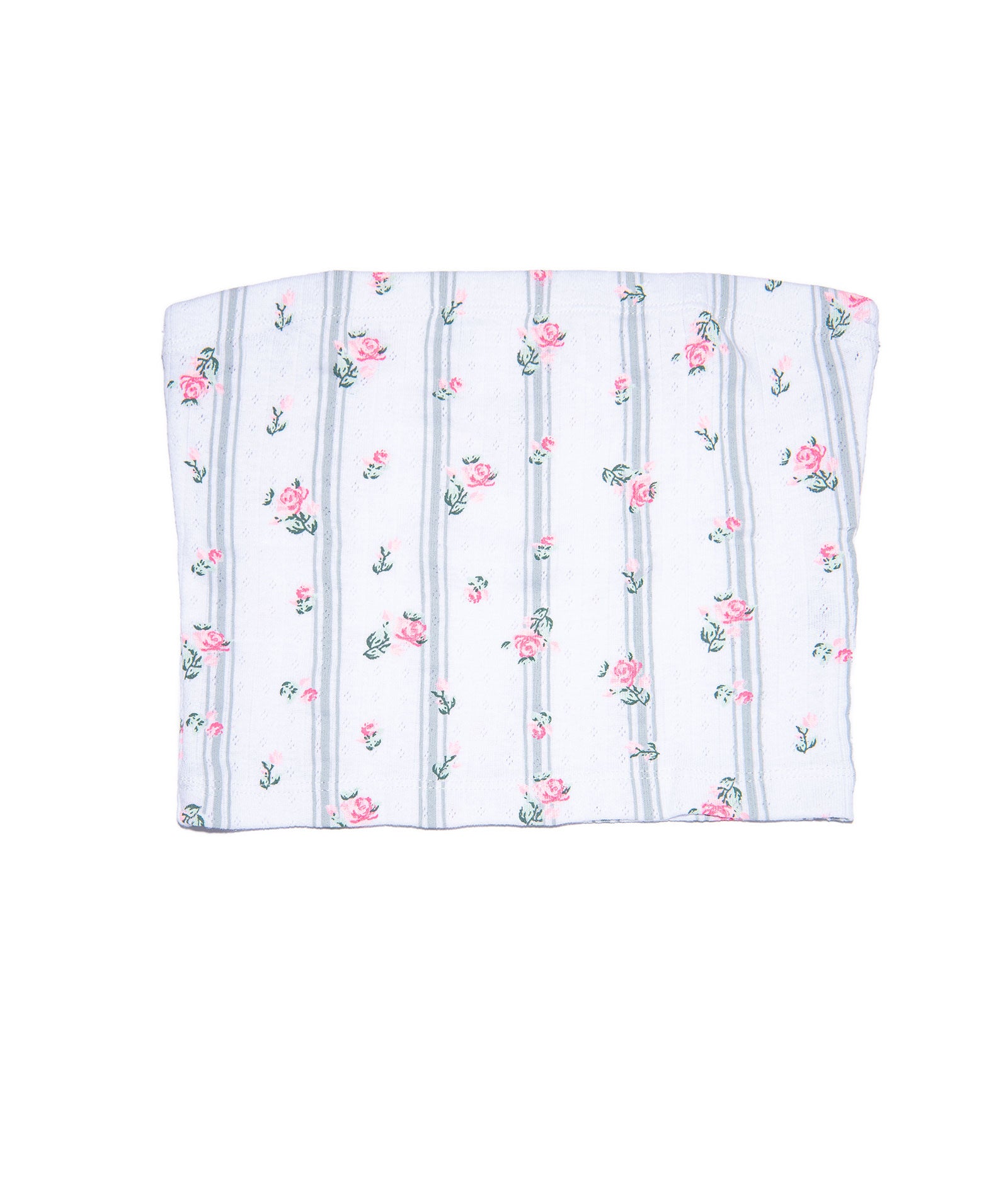 FBZ Girls Lana Pointelle Floral Strapless Tube Top - Cute Summer Crop Top for Teens, Beachwear, Music Festival Outfit, Casual Wear