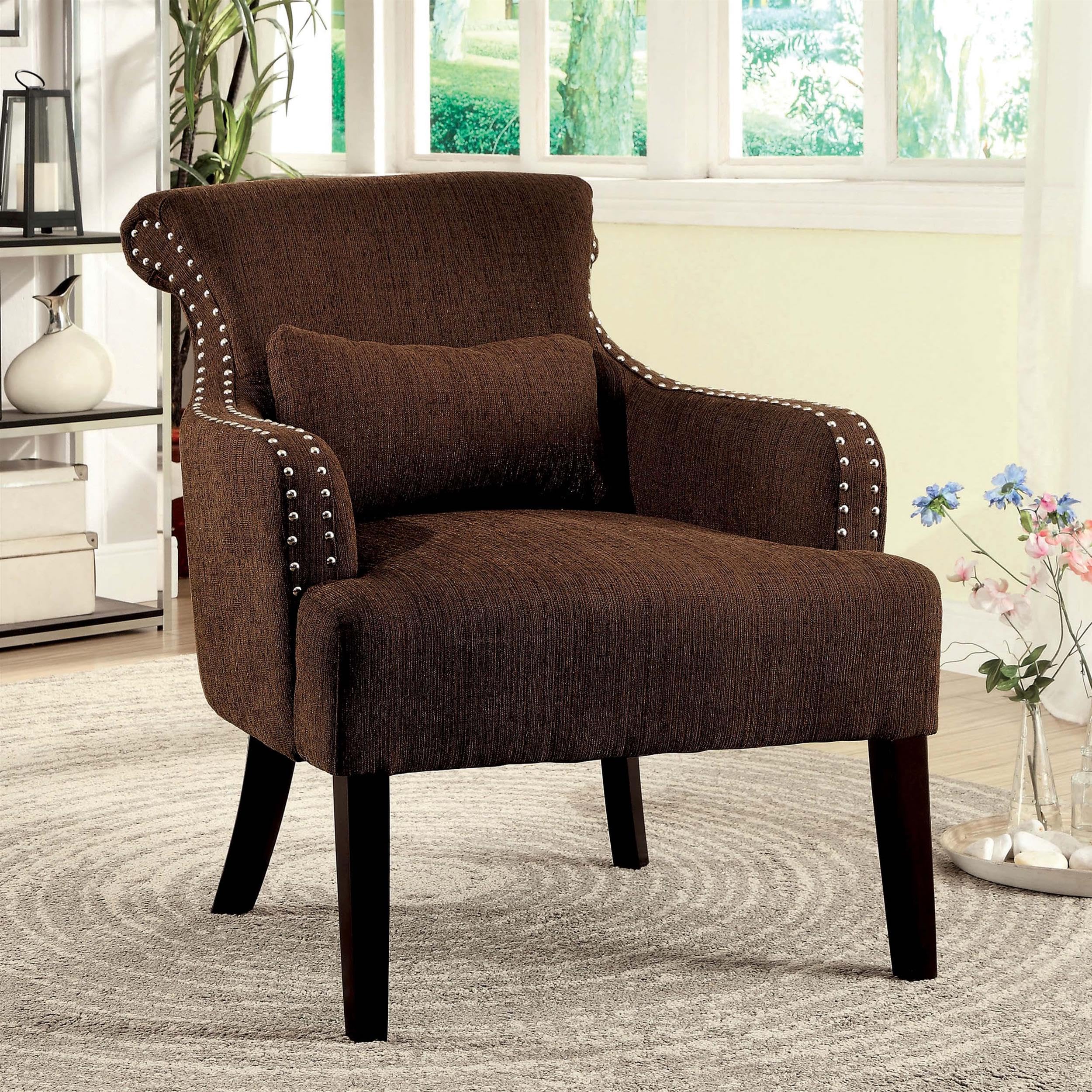 Furniture of America Venize Modern Accent Chair in Brown - Contemporary Living Room Seating for Home & Office Decor