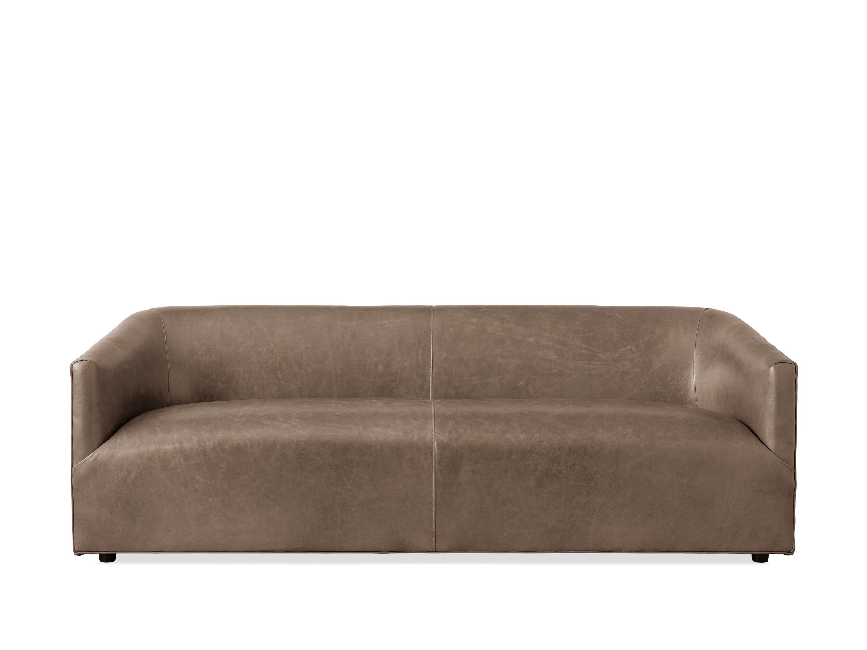 Ellison Genuine Leather Sofa - Modern Comfortable Couch for Living Room, Home Theater & Office - Brown PU Leather Sectional Sofa with Pillows