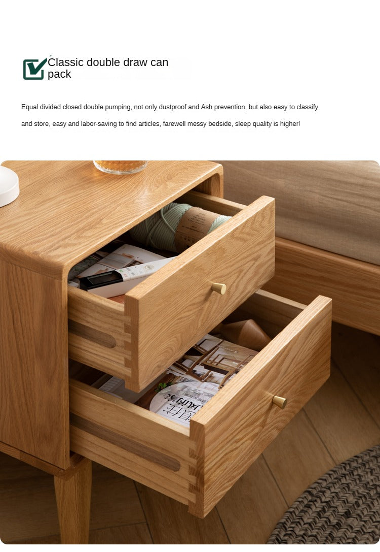 Solid Wood Nightstand - Beech or Oak Bedside Table for Bedroom, Modern & Rustic Home Decor, Durable and Stylish Storage Solution