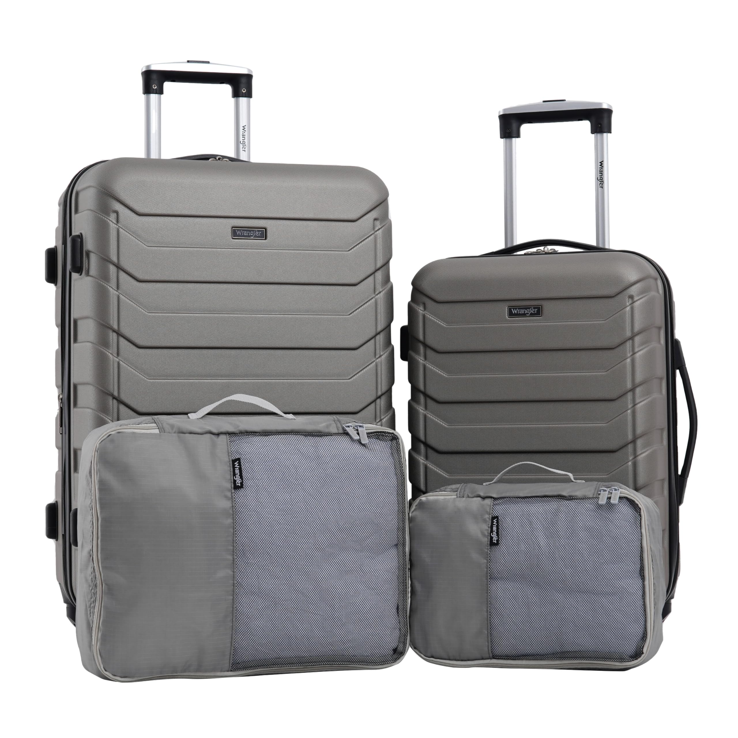 Wrangler Miami 4-Piece Luggage & Packing Cubes Set in Desert Taupe - Perfect for Travel Organization, Suitcase Packing & Carry-On Accessories