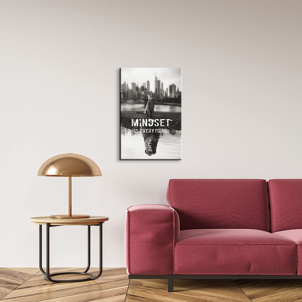Motivational Lion Wall Art Poster - Mindset is Everything Inspirational Quote for Office & Classroom Decor - 28''W x 40''H - Easy to Hang - Perfect for Home, Office, or School Motivation