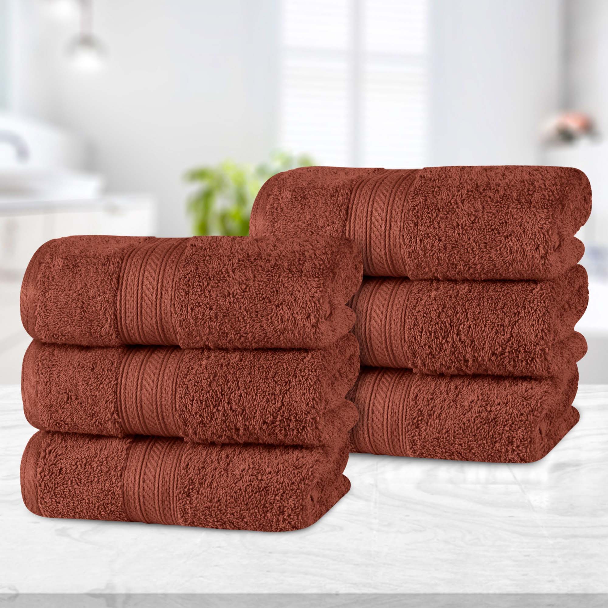 Premium 6-Pack Atlas Cotton Plush Absorbent Heavyweight Luxury Hand Towels - Soft & Quick-Drying for Bathroom, Kitchen, and Spa Use