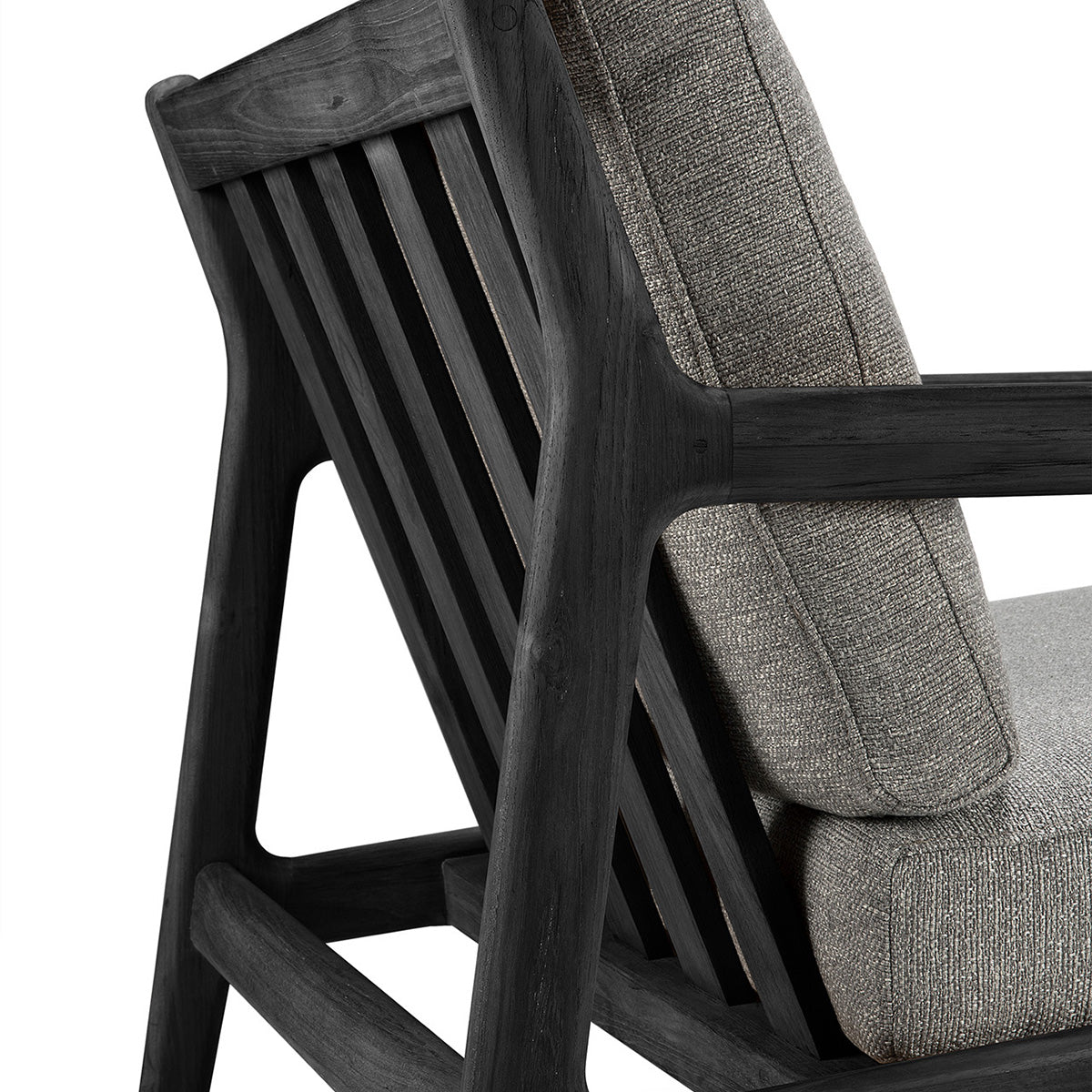 Outdoor Fabric Lounge Chair - Teak Black & Mocha - 76cm Patio Furniture for Garden, Poolside, Deck or Balcony Relaxation