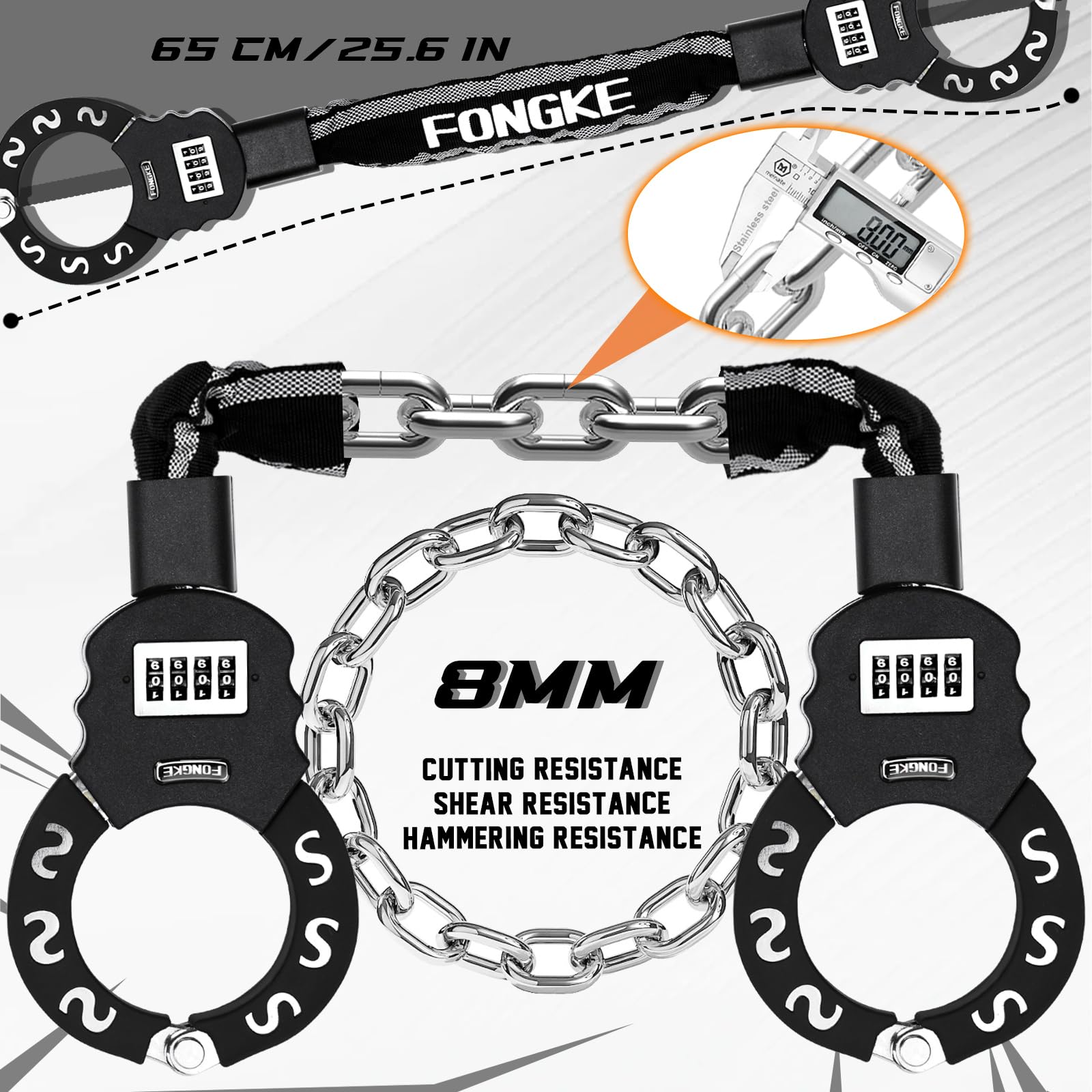 **8mm High Security Anti-Theft Cable Lock for E Scooters & Bikes - Keyless Combination Bike Lock for Xiaomi, Segway Ninebot & More - Perfect for Commuting, Travel & Outdoor Adventures (Black)**