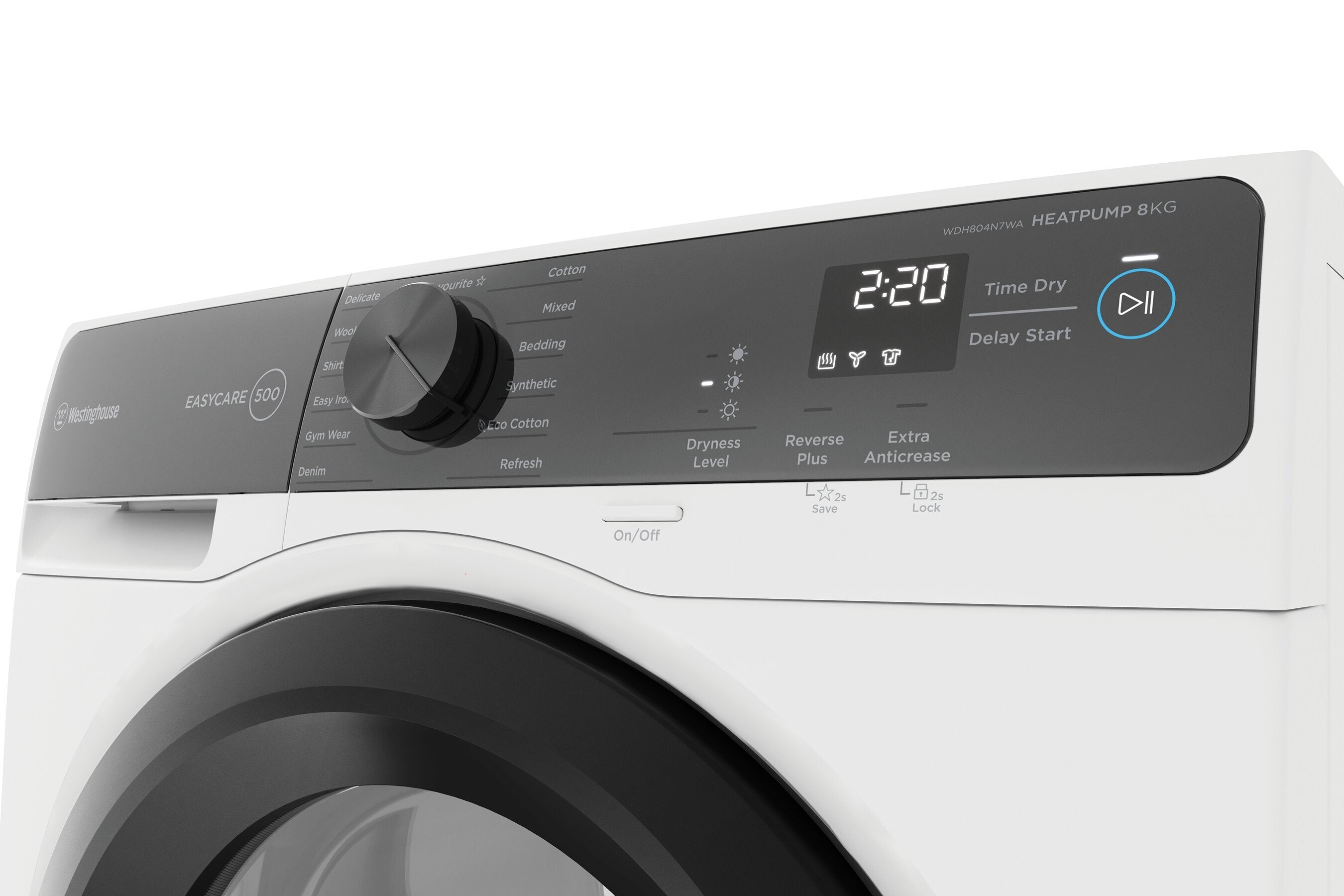 Westinghouse WDH804N7WA 8kg Heat Pump Dryer - Energy Efficient, Quiet Operation & Gentle Fabric Care for Home Laundry | Perfect for Apartments & Small Spaces