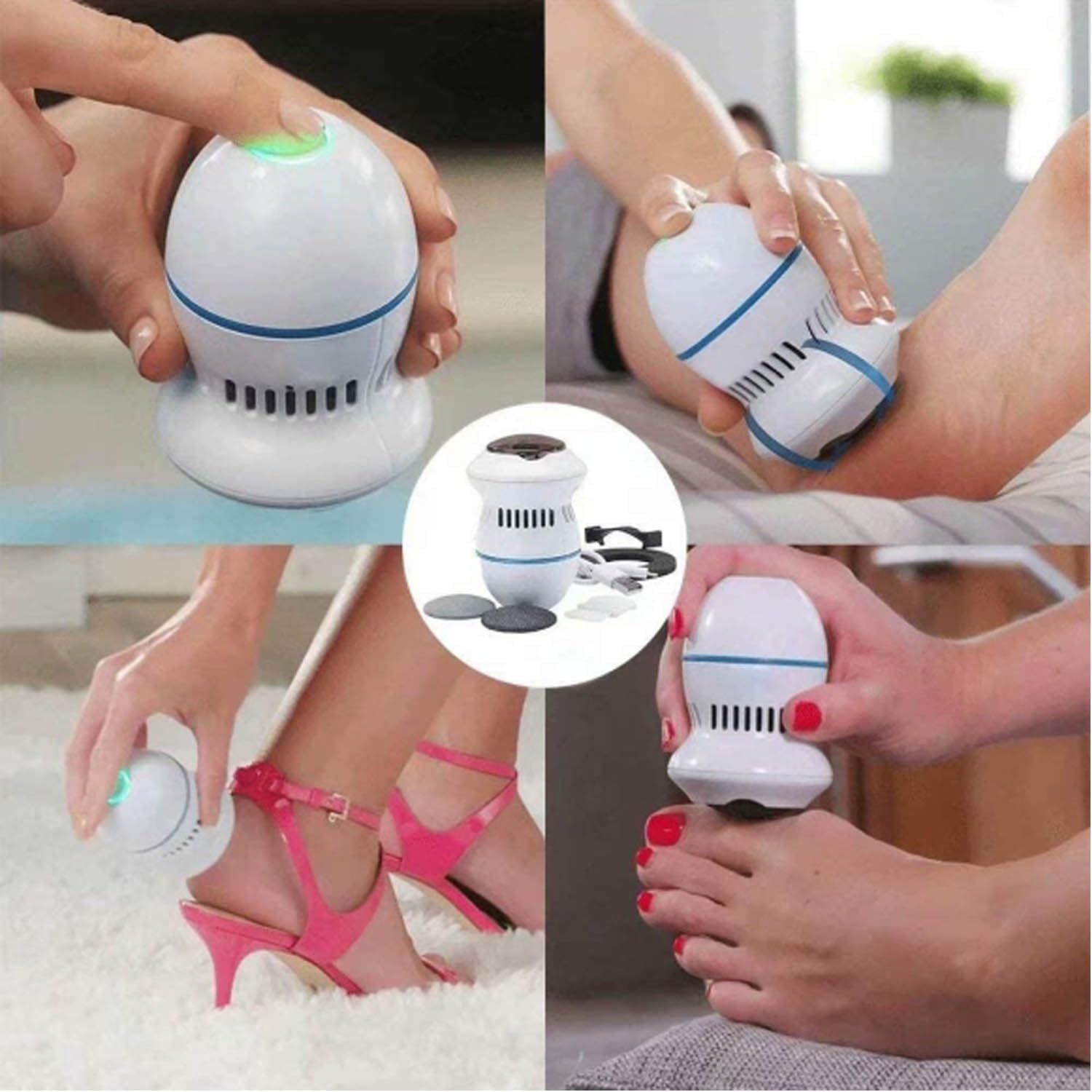 Electric Callus Remover for Feet - Rechargeable Pedicure Tool with 6 Attachments | Professional Foot Care Device for Callus & Dead Skin Removal | Perfect for Home Pedicure & Soft Smooth Feet