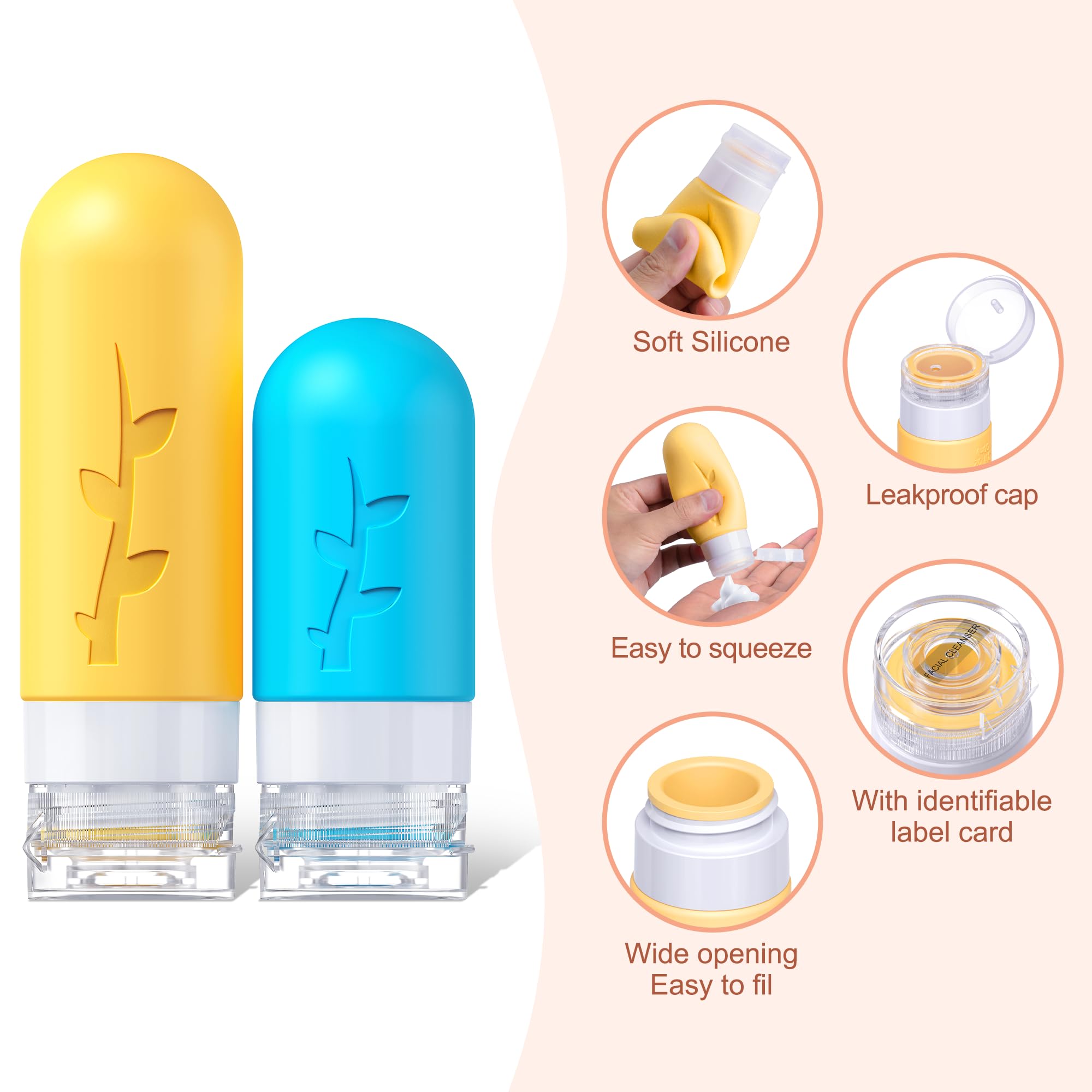 18-Piece TSA Approved Silicone Travel Bottles Set - Leakproof & Refillable Toiletry Containers for Shampoo, Lotion & Cosmetics | Perfect for Air Travel, Gym & Vacation Essentials