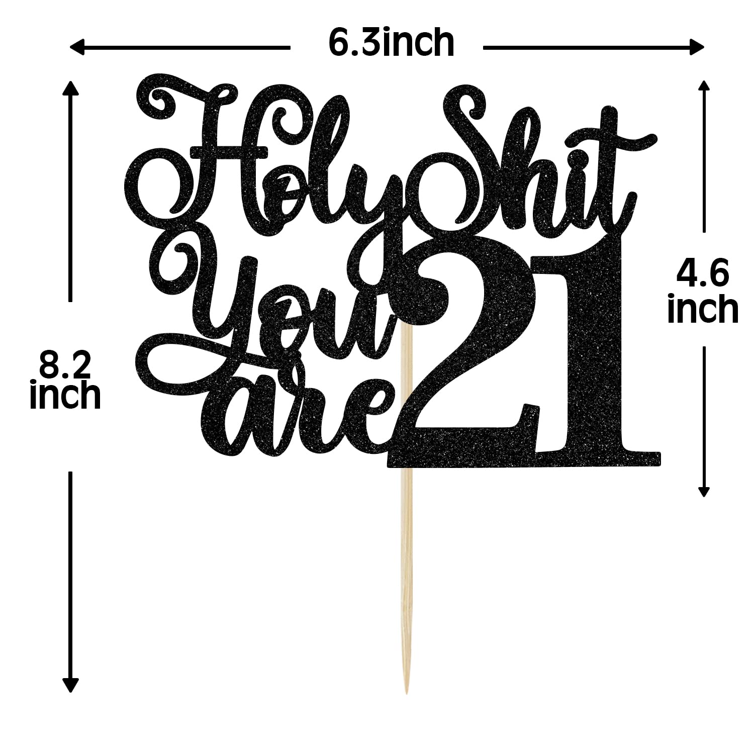 21st Birthday Cake Topper - Black Glitter Fake ID Themed Decor | Funny Bye Bye/Rip Fake ID Cake Decoration for Him & Her | Perfect for 21st Birthday Parties & Milestone Celebrations