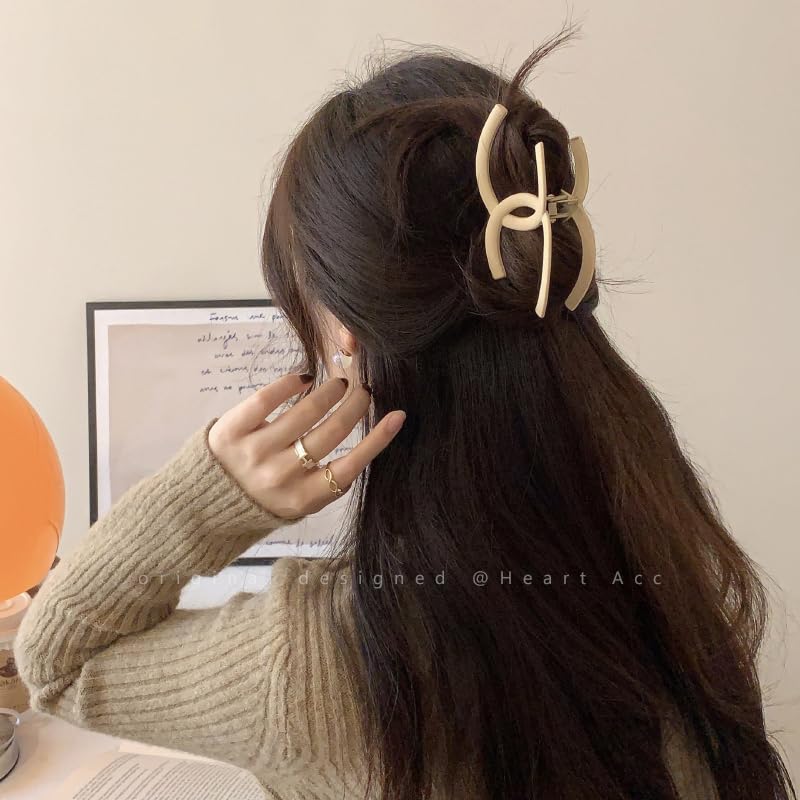 Trendy Korean Hair Claw Clips for Women & Girls - 3 Pack Stylish Hair Clutchers for Thick or Thin Hair - Non-Slip Hair Accessories for Work, Gym, Party & Everyday Use
