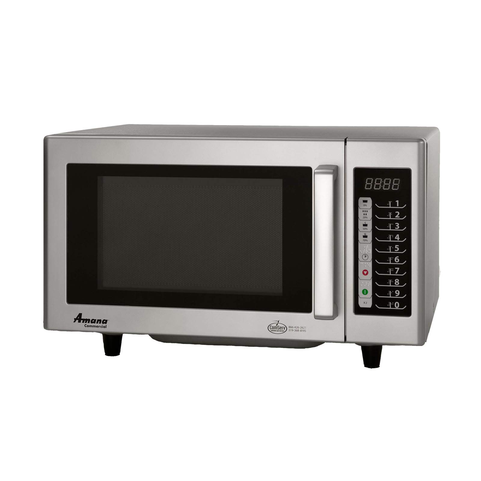 Amana RMS10TS 0.8 Cu. Ft 1000W Compact Microwave Oven - Stainless Steel & White - Perfect for Small Kitchens, Dorms & Office Break Rooms