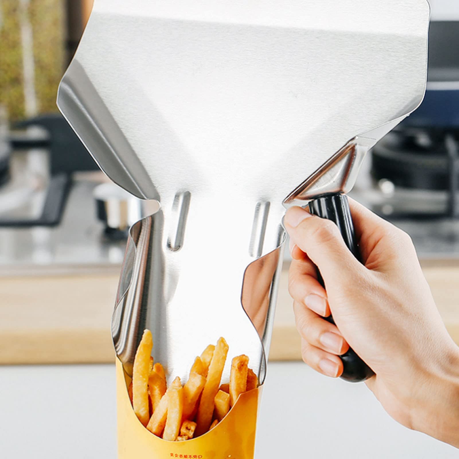 Commercial French Fry & Popcorn Scoop with Flexible Handle - Candy, Snacks & Desserts Bagger for Home & Restaurant Kitchen Use - Perfect for Movie Theaters, Concession Stands & Fast Food Service