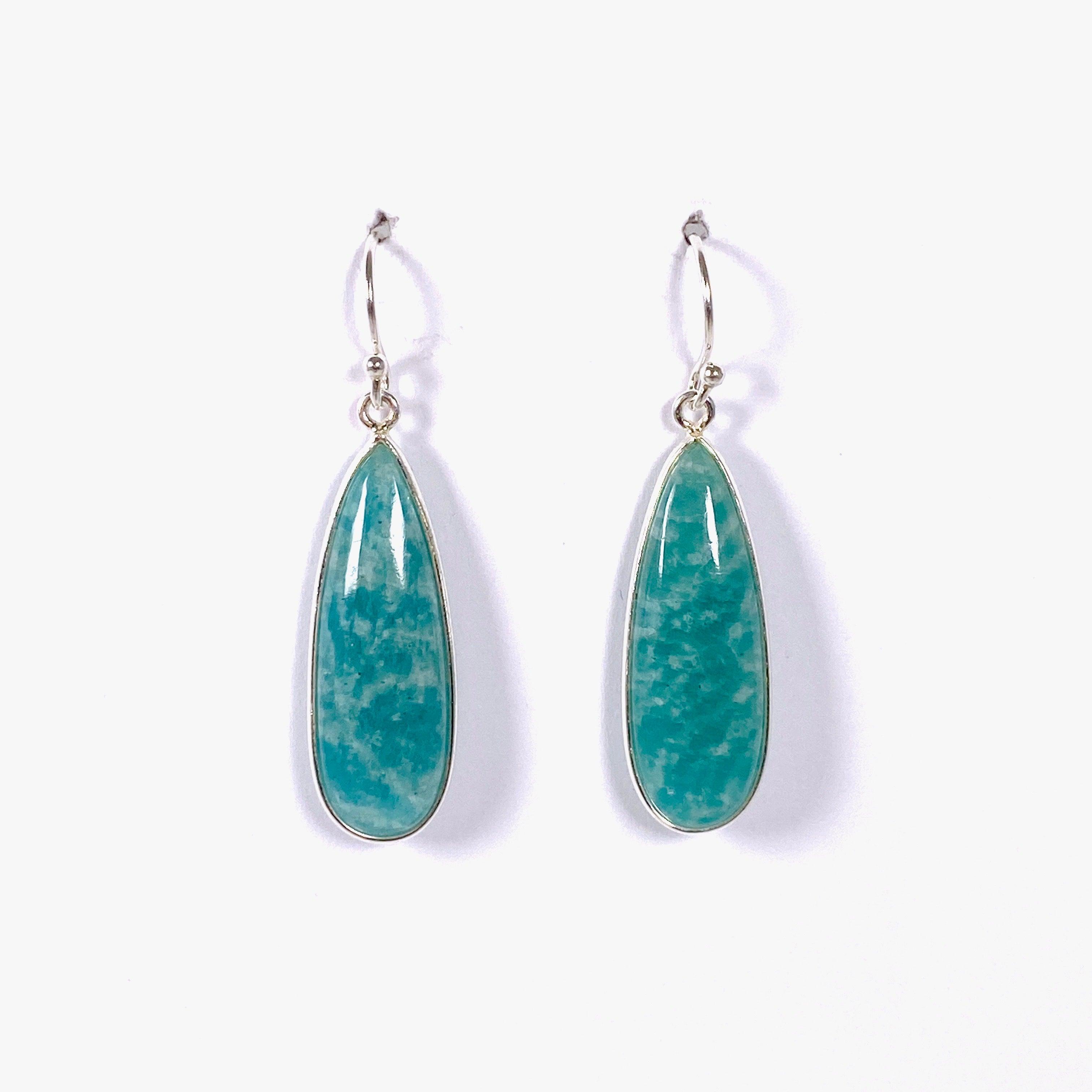 Amazonite Teardrop Earrings for Women - Handmade Gemstone Dangle Earrings KEGJ1317 - Perfect for Boho, Wedding & Everyday Jewelry