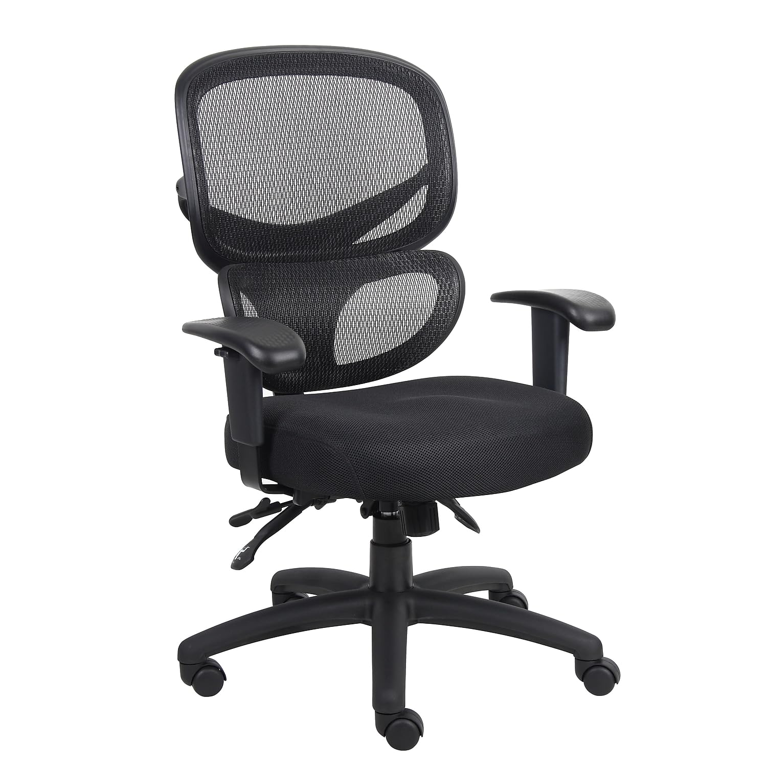 Boss Office Products Multi-Function Ergonomic Task Chair - Black Adjustable Swivel Office Chair for Home & Business Workspaces