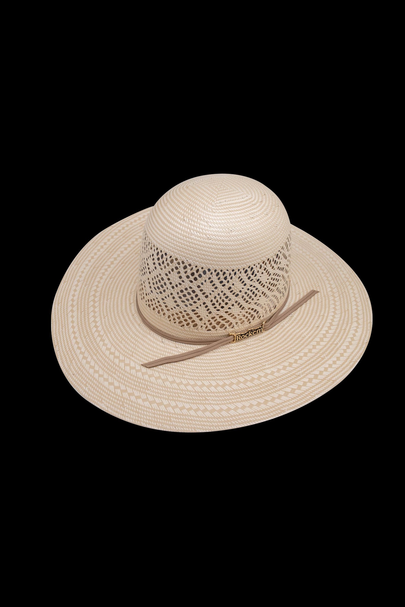 Rock'em 100X Maverick Open Crown Straw Cowboy Hat for Men - Western Style Sun Protection Hat for Outdoor, Rodeo, and Ranch Activities