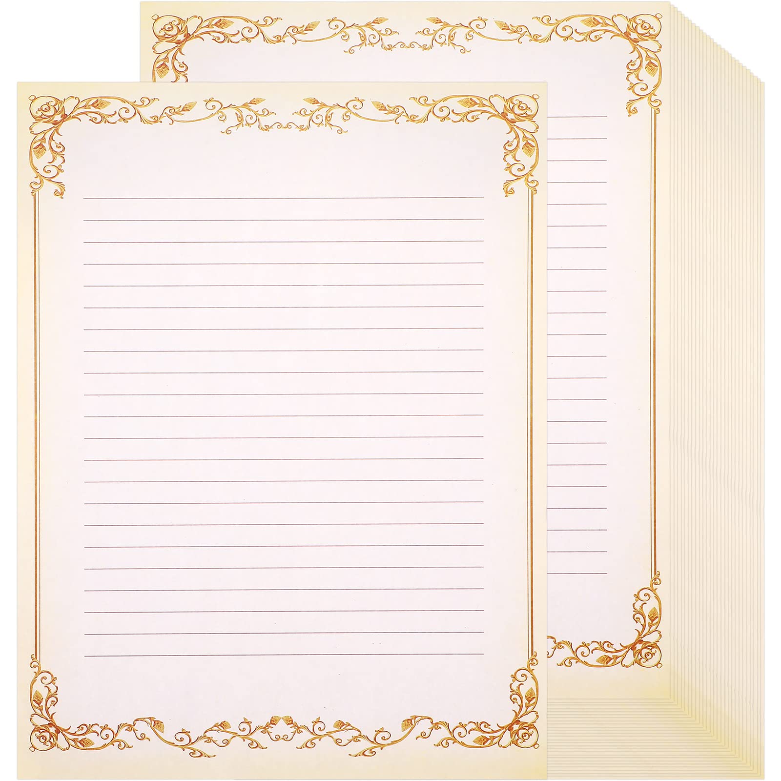 Vintage Lined Stationery Paper - 200 Sheets Antique Letter Writing Paper with Ruled Lines, 8.3 x 11 Inch - Perfect for Poems, Lyrics, Notes & Creative Writing - Ideal for Journaling, Calligraphy & Handwritten Letters