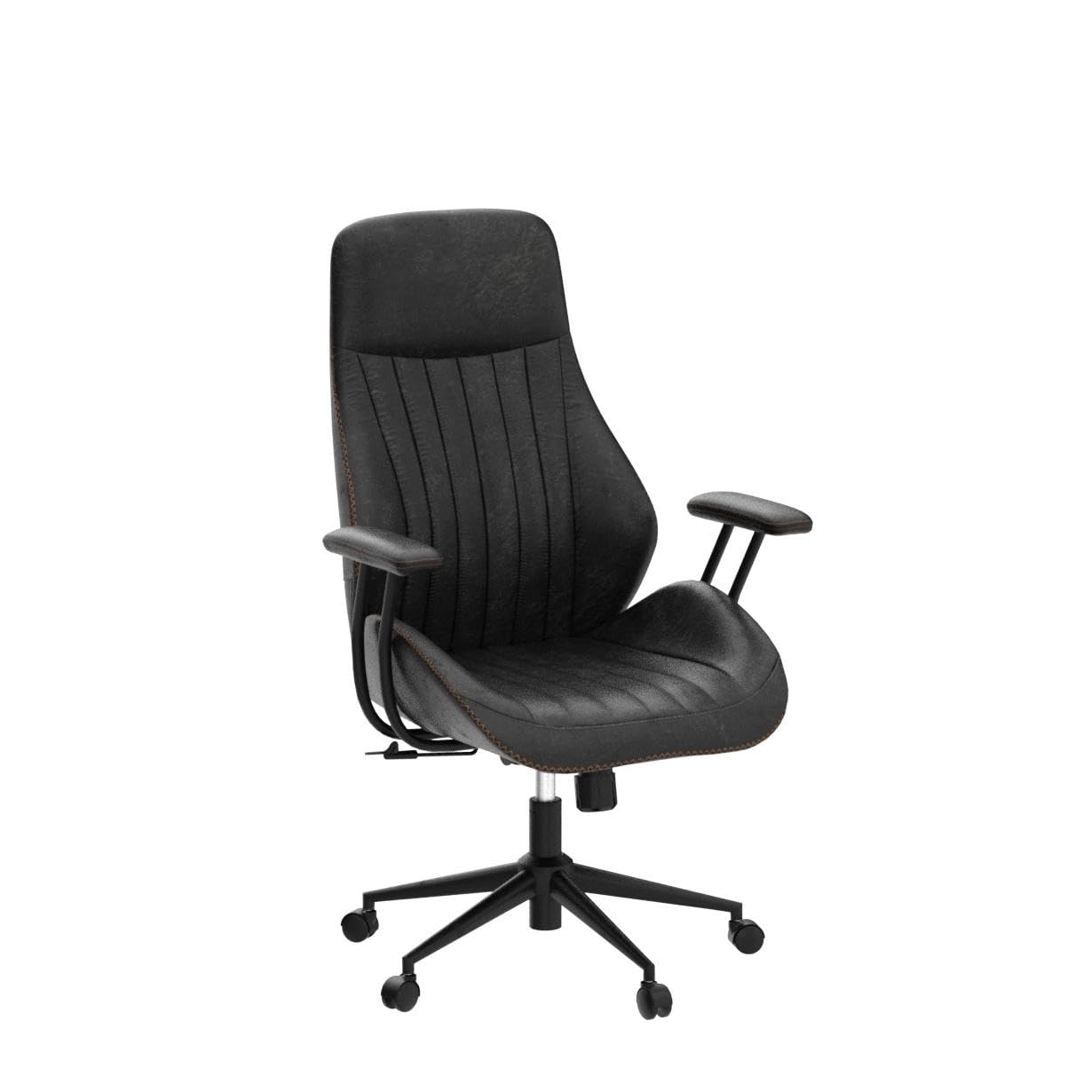 Ergonomic Office Chair with High Back & Lumbar Support - Modern Computer Desk Chair for Home or Executive Office - Adjustable Leather Executive Chair for Long Hours Sitting (Gray-Black) - Perfect for Home Office, Gaming Setup, and Professional Workspaces