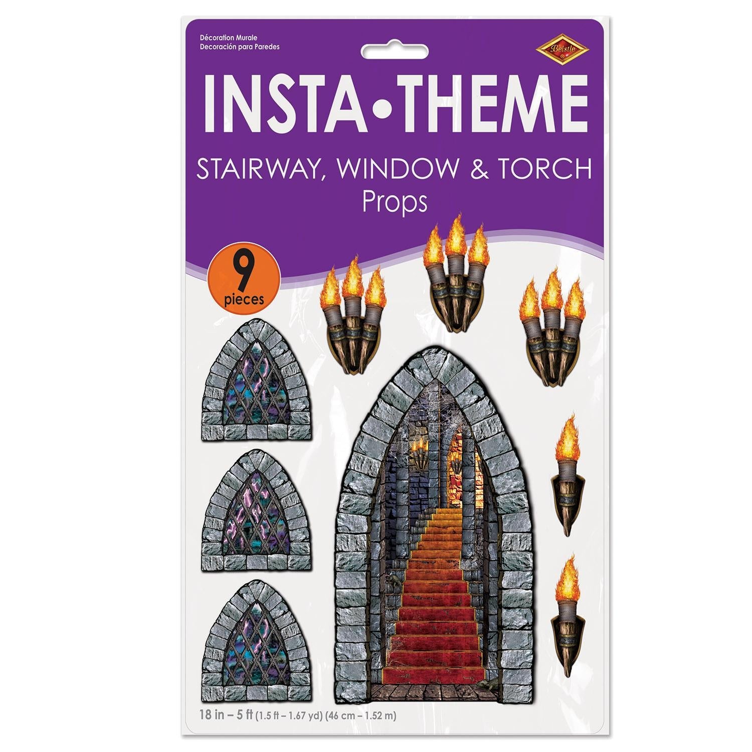 108-Piece Beistle Halloween Stairway & Window Torch Props - Spooky Decorations for Haunted Houses, Parties, and Outdoor Halloween Displays