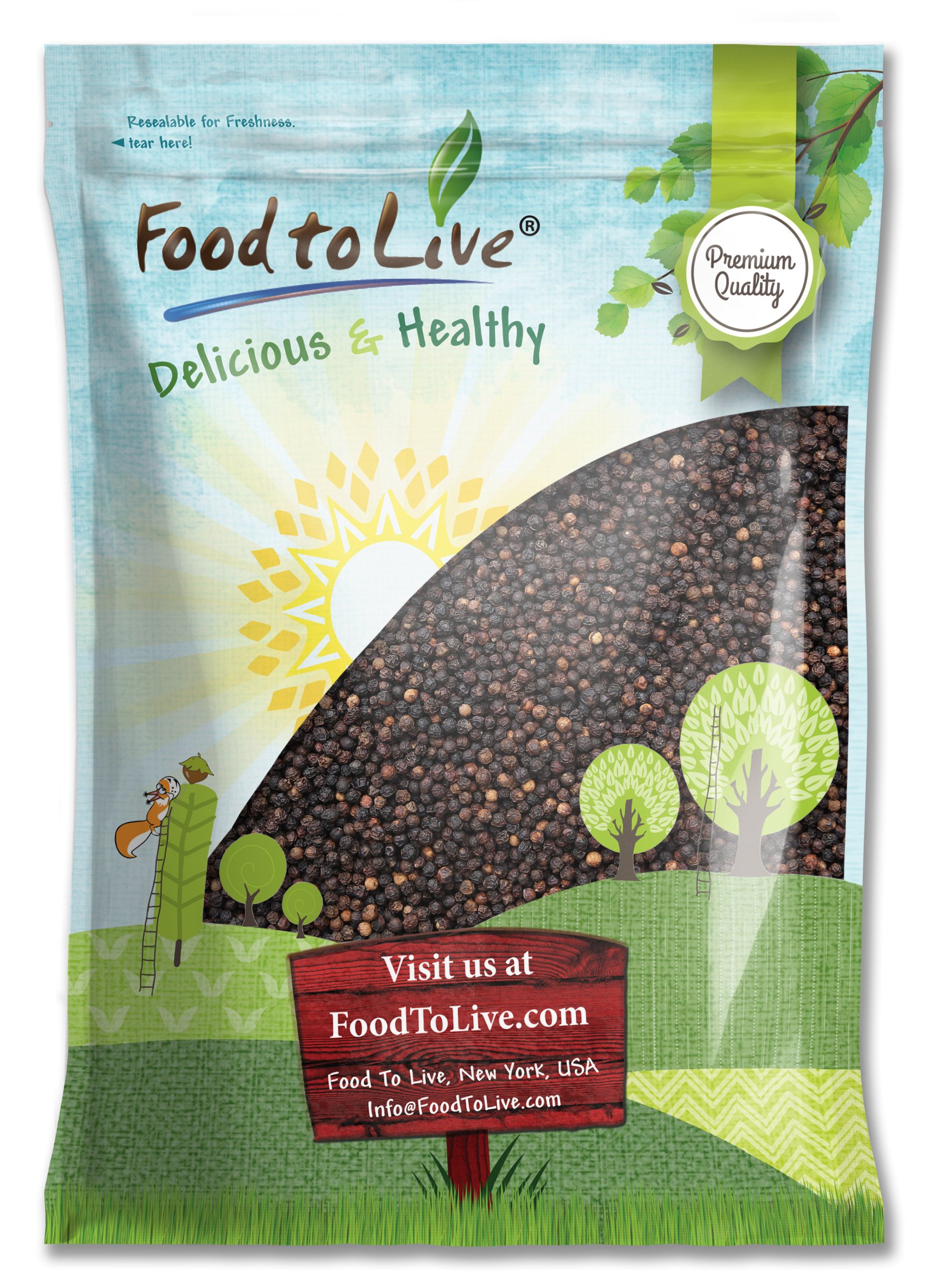 Food to Live - Whole Black Peppercorns, 8 lbs Bulk Spice | Kosher, Vegan, Non-GMO | Strong Pungent Flavor & Rich in Minerals | Perfect for Grinding, Seasoning, Cooking, Baking & Spice Blends | Great for Steak, Soups, Marinades & Everyday Meals