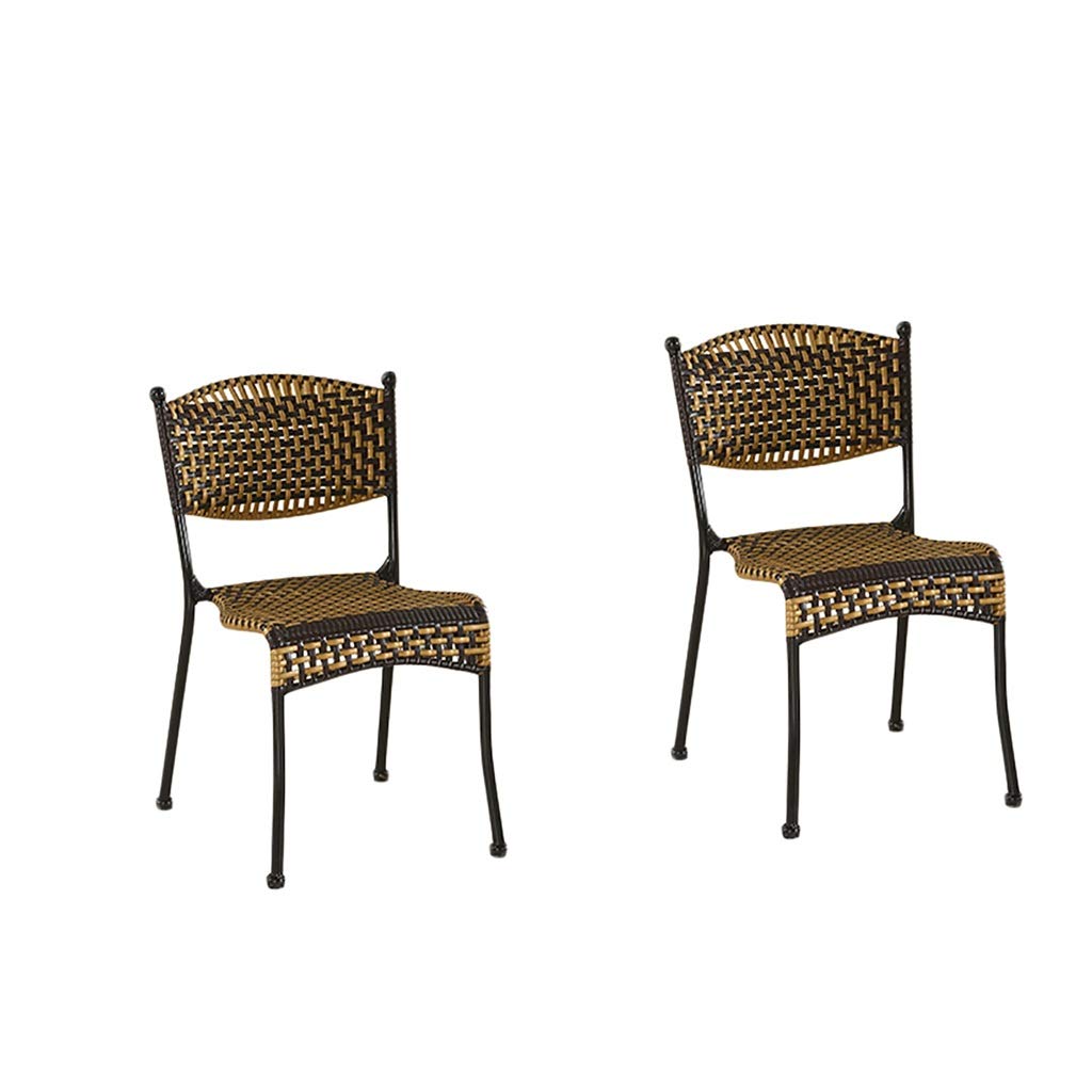 DCCYZ-YJ Small Rattan Chair - Woven Plastic Bamboo Back Stool for Home, Patio, or Garden - Set of 2 Comfortable Single Chairs for Indoor and Outdoor Use