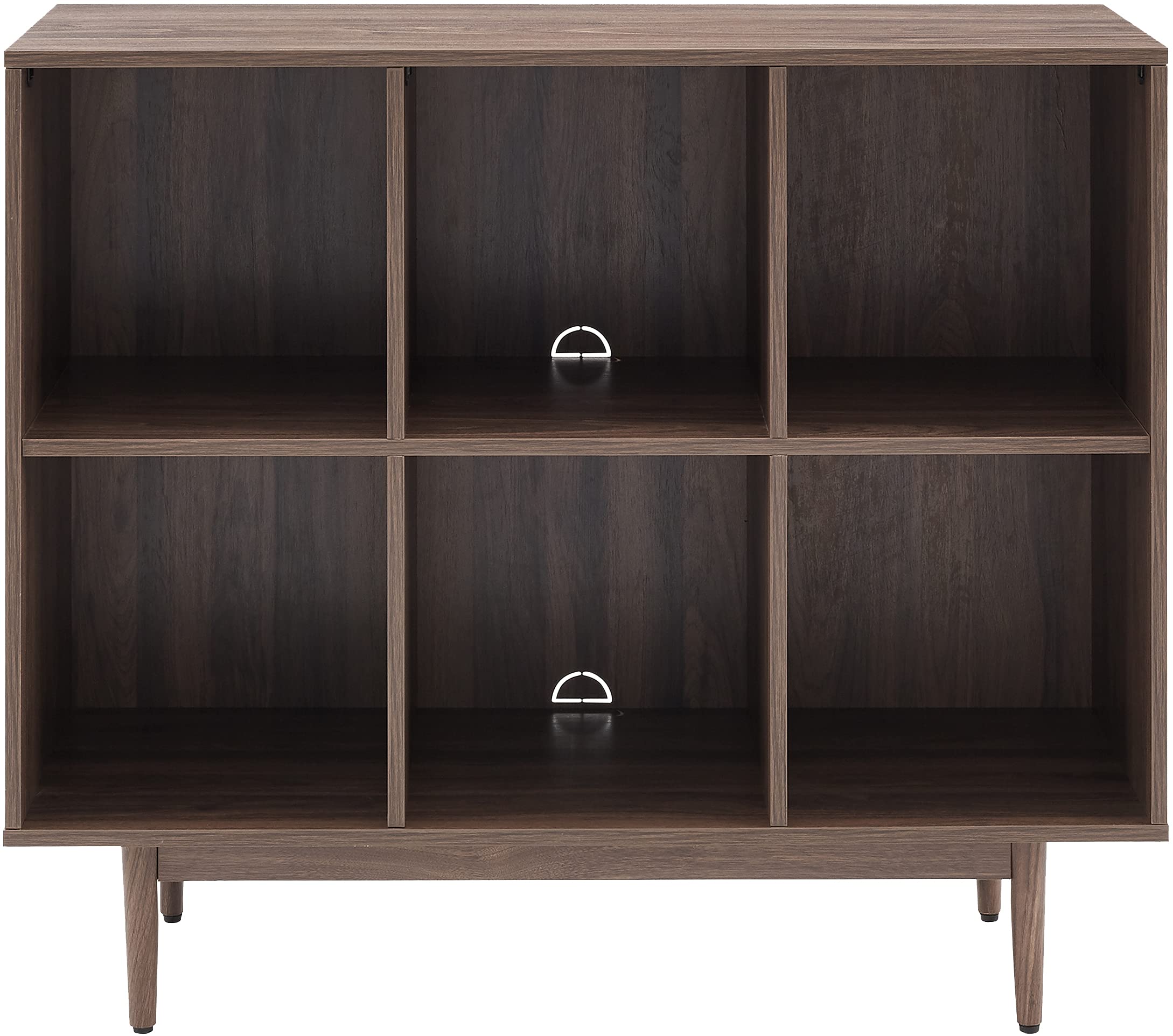 Crosley Liam 6-Cube Storage Bookcase - Vinyl Record Holder & Bookshelf in Walnut - Perfect for Living Room, Bedroom, or Home Office Organization