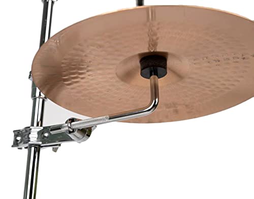 Premium Cymbal L-Arm Rod with Bracket Holder & Extension Arm - Silver Drum Set Accessory | Heavy-Duty Boom Arm with Secure Mounting Clamp | Perfect for Drum Kits, Live Performances & Studio Recording