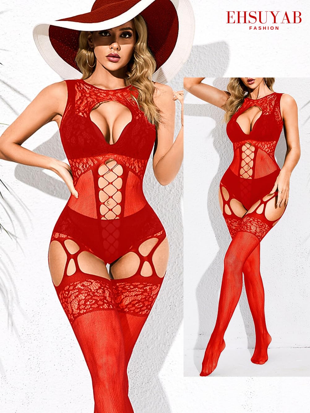 Sexy Women's Fishnet Bodysuit Lingerie - Exotic Dancer Stockings for Glow Parties, Rave Outfits & Club Wear - Plus Size Available - Perfect for Halloween, Burlesque Shows & Sensual Nights