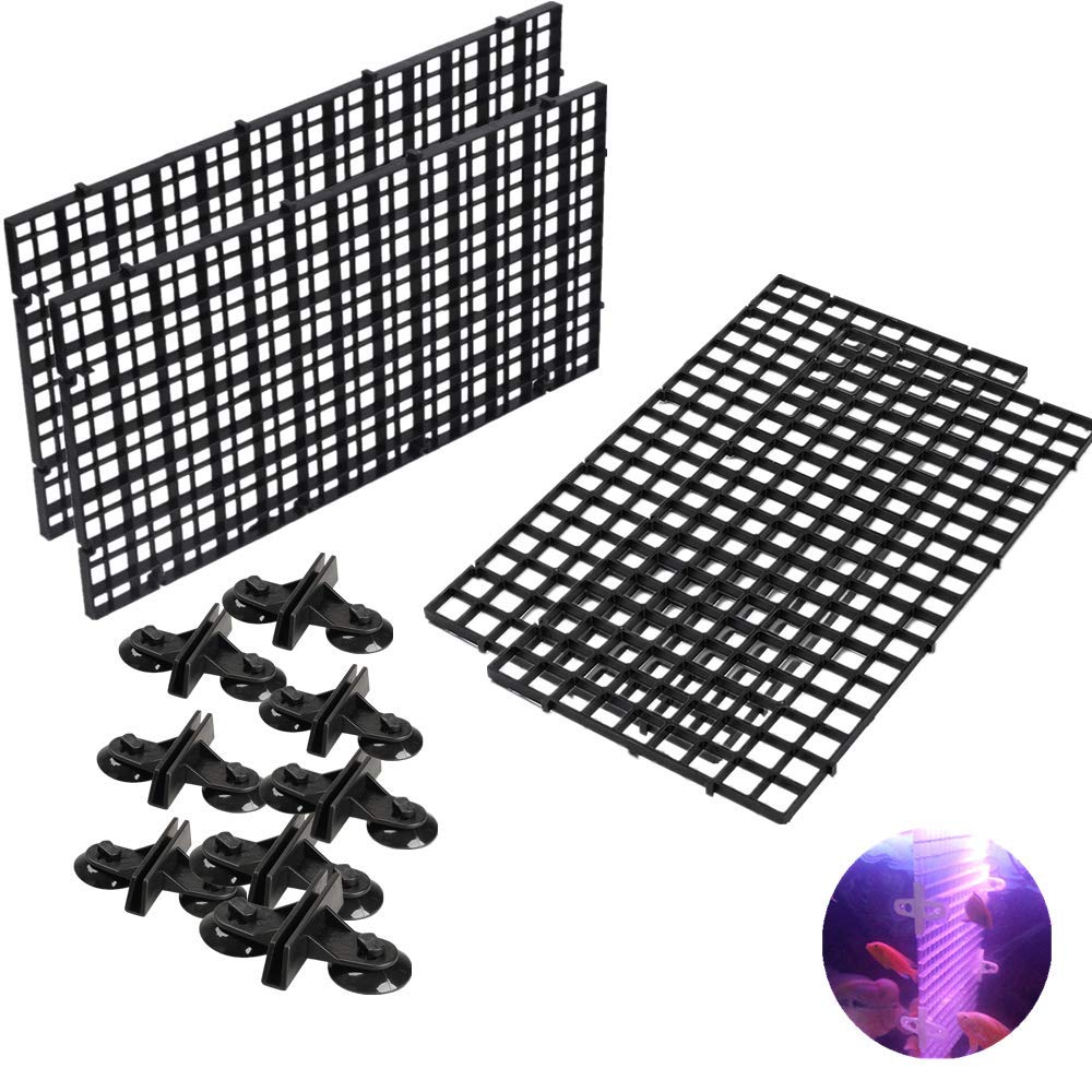 4 Pcs Black Aquarium Divider Tray - Plastic Grid for Fish Tank Filter & Light Diffuser - Perfect for Tank Separation & Organization