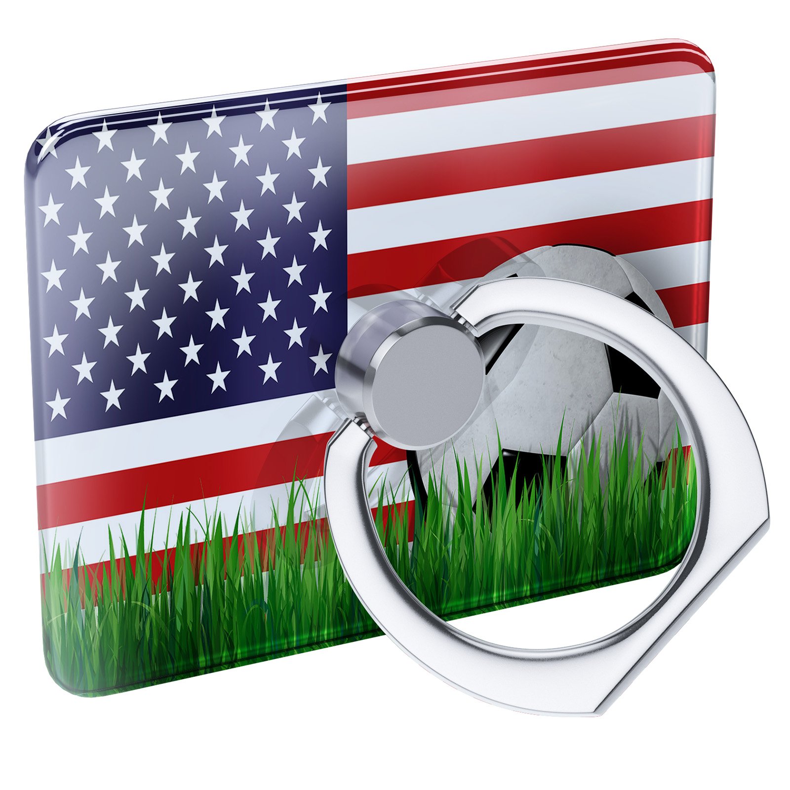 Cell Phone Ring Holder with Collapsible Grip & Stand - Soccer Team Flag USA Design - Perfect for Sports Fans, Travel, and Everyday Use