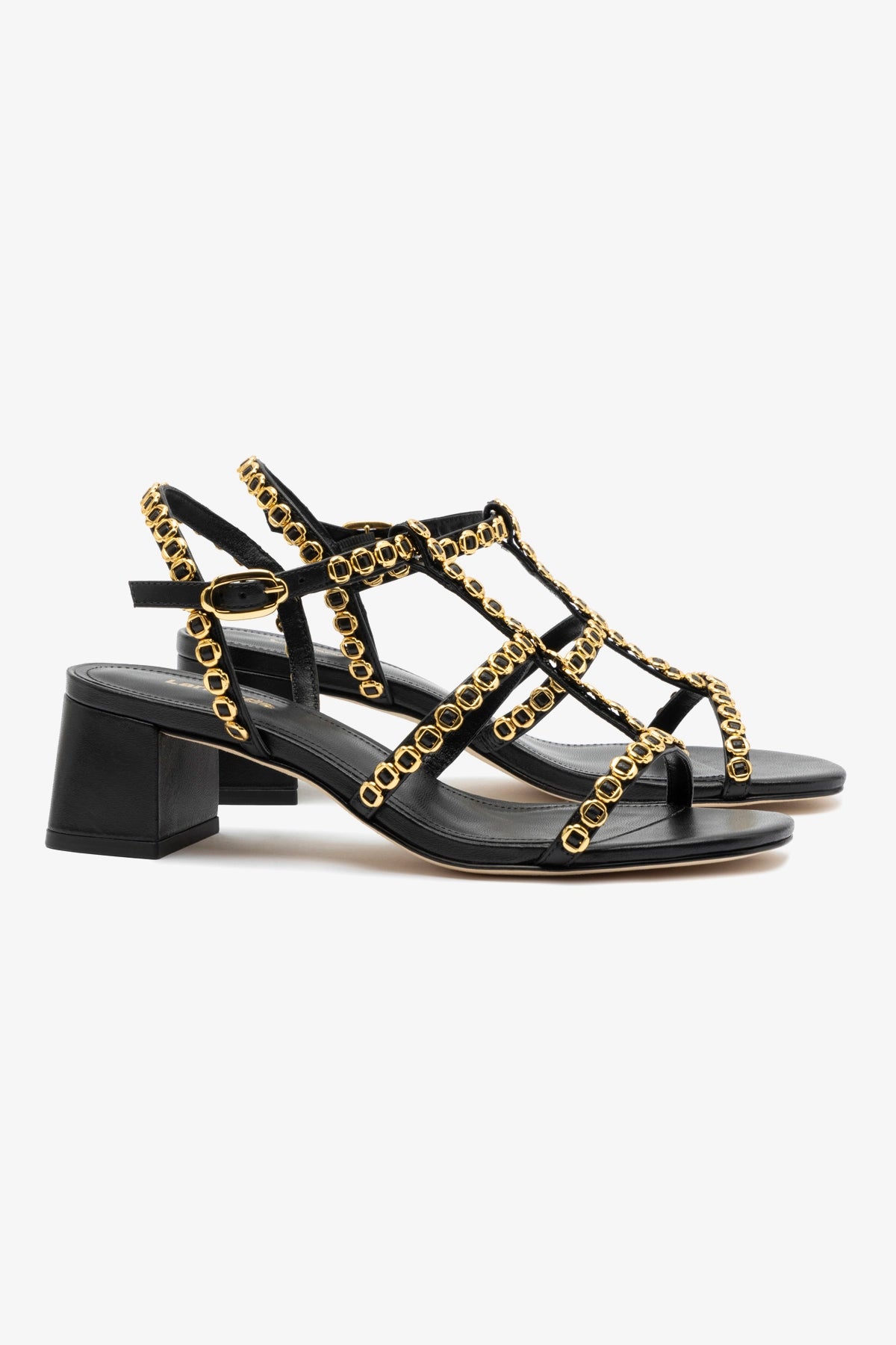 Milanina Black Leather Block Sandal - Comfortable Women's Chunky Heel Sandals for Summer, Beach, and Casual Outings