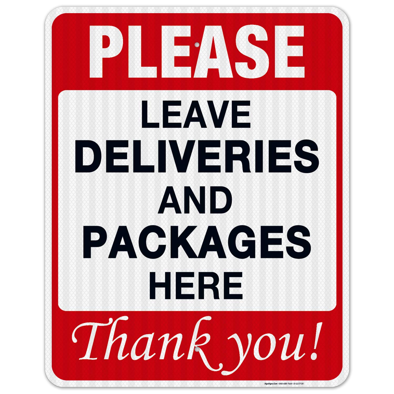 3M EGP Reflective Aluminum Delivery Sign - 24x30 Inches, Fade Resistant for Indoor & Outdoor Use - Perfect for Package Drop-Off Areas, Porches & Driveways - Made in USA