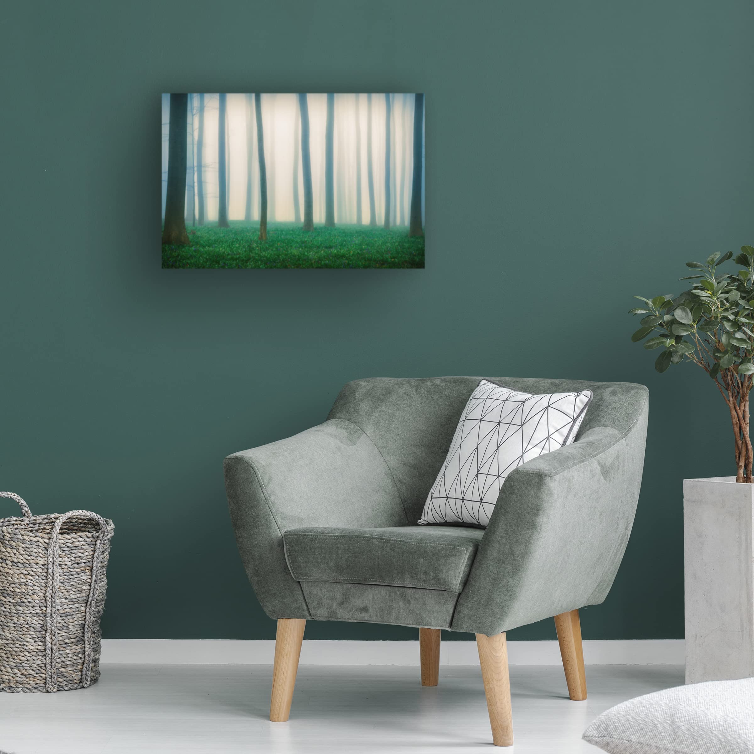 Adrian Popan 'Daydreaming Of Bluebells' Canvas Wall Art Print - Modern Home Decor for Living Room, Bedroom & Office - Blue Floral Landscape Painting