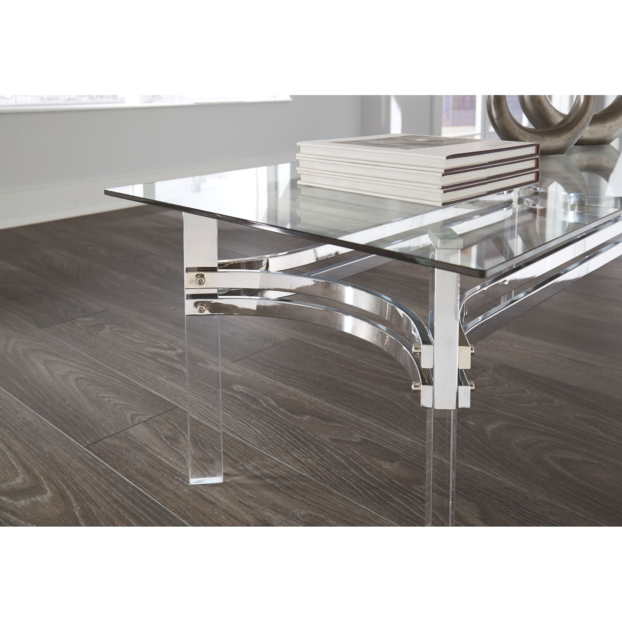 Braddoni Modern Coffee Table with Chrome Finish - Stylish Living Room Centerpiece for Home Decor