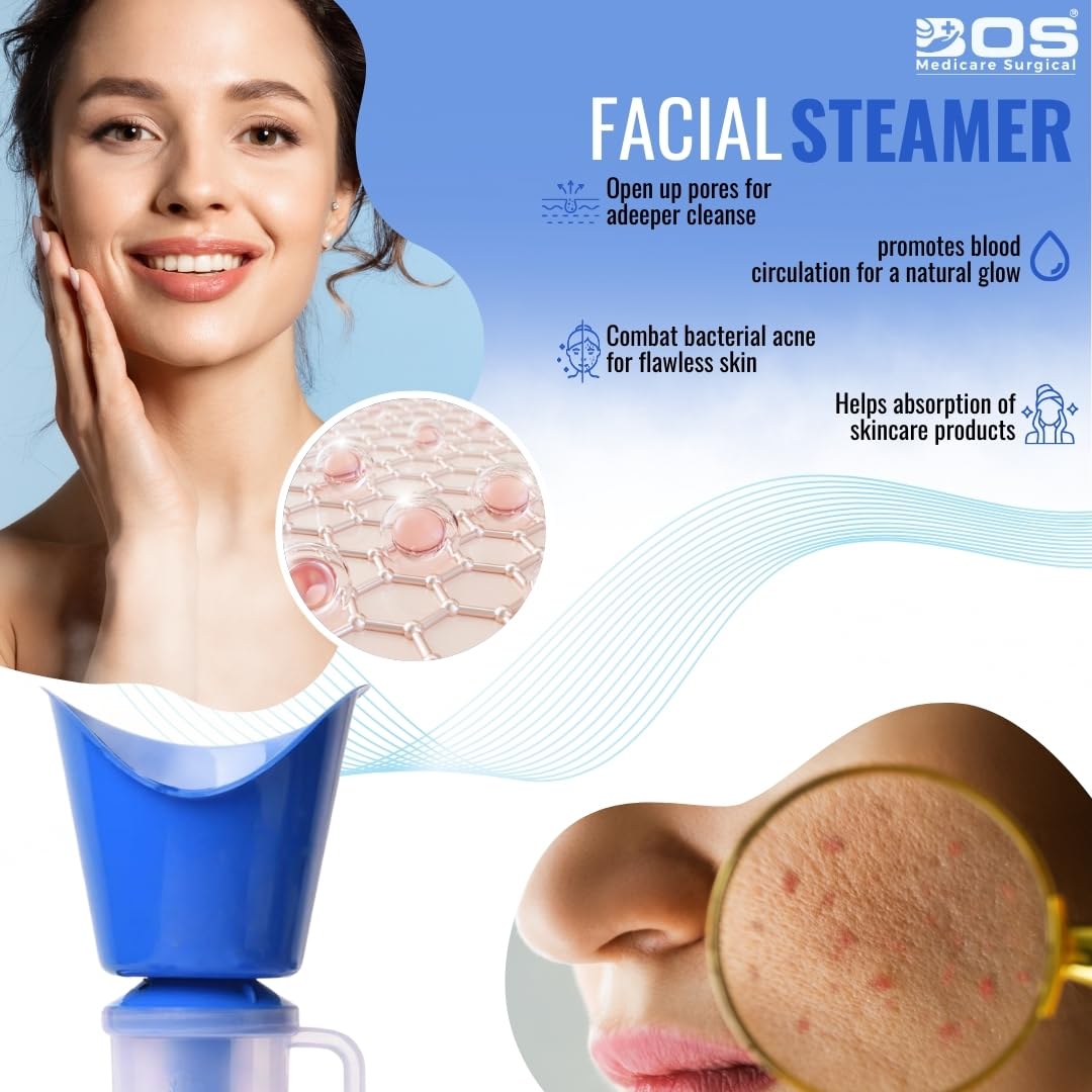 Bos Medicare 3-in-1 Steam Inhaler for Cold & Cough Relief - Facial Steamer & Vaporizer for Adults with 1.10m Cord - Perfect for Home Use, Sinus Relief & Skincare Routine