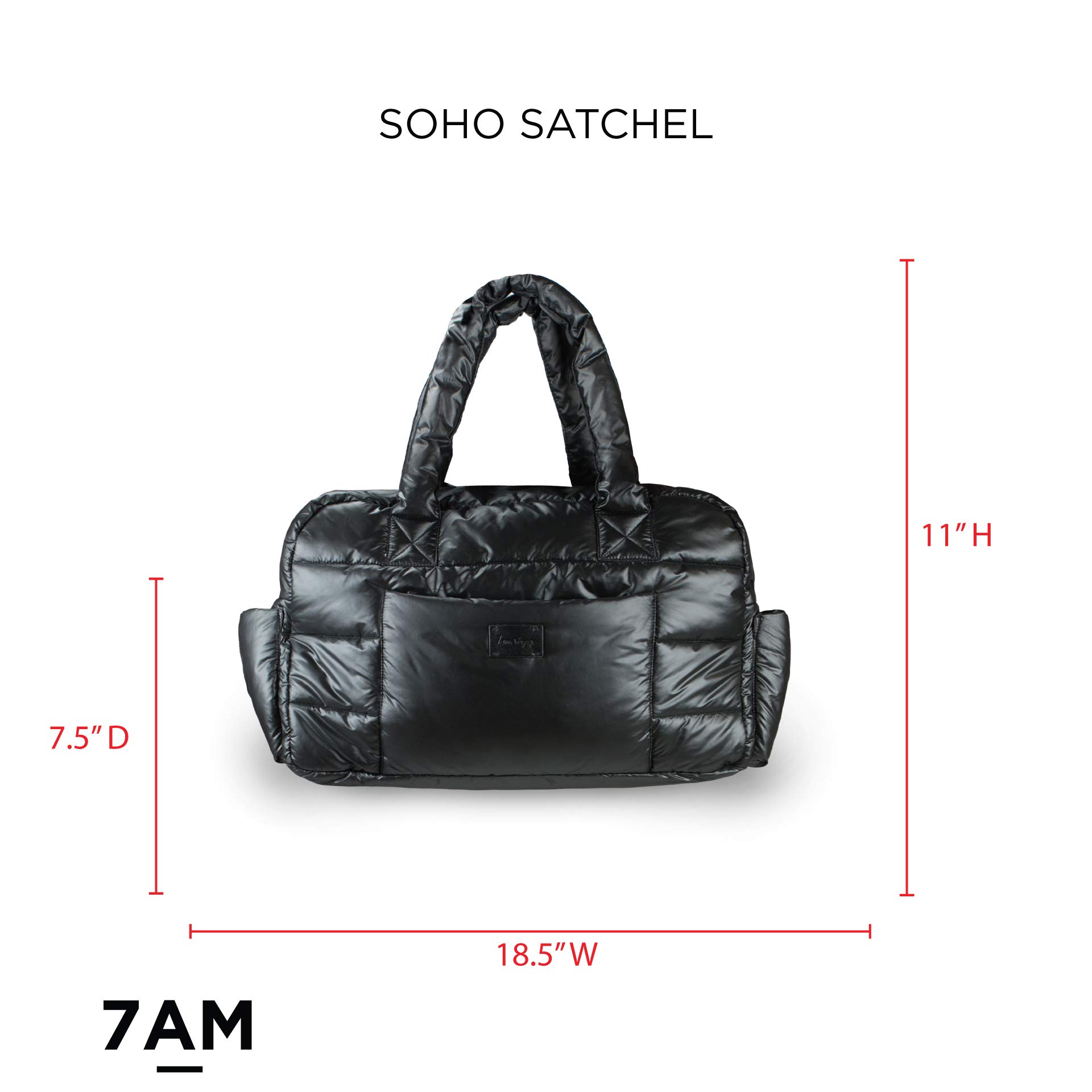 7AM Voyage Waterproof Diaper Bag for Baby - Large Multifunctional Tote with Stroller Straps, Changing Pad & Padded Shoulder Straps | Perfect for Travel, Gym & Daily Use | Black Baby Bag for Moms