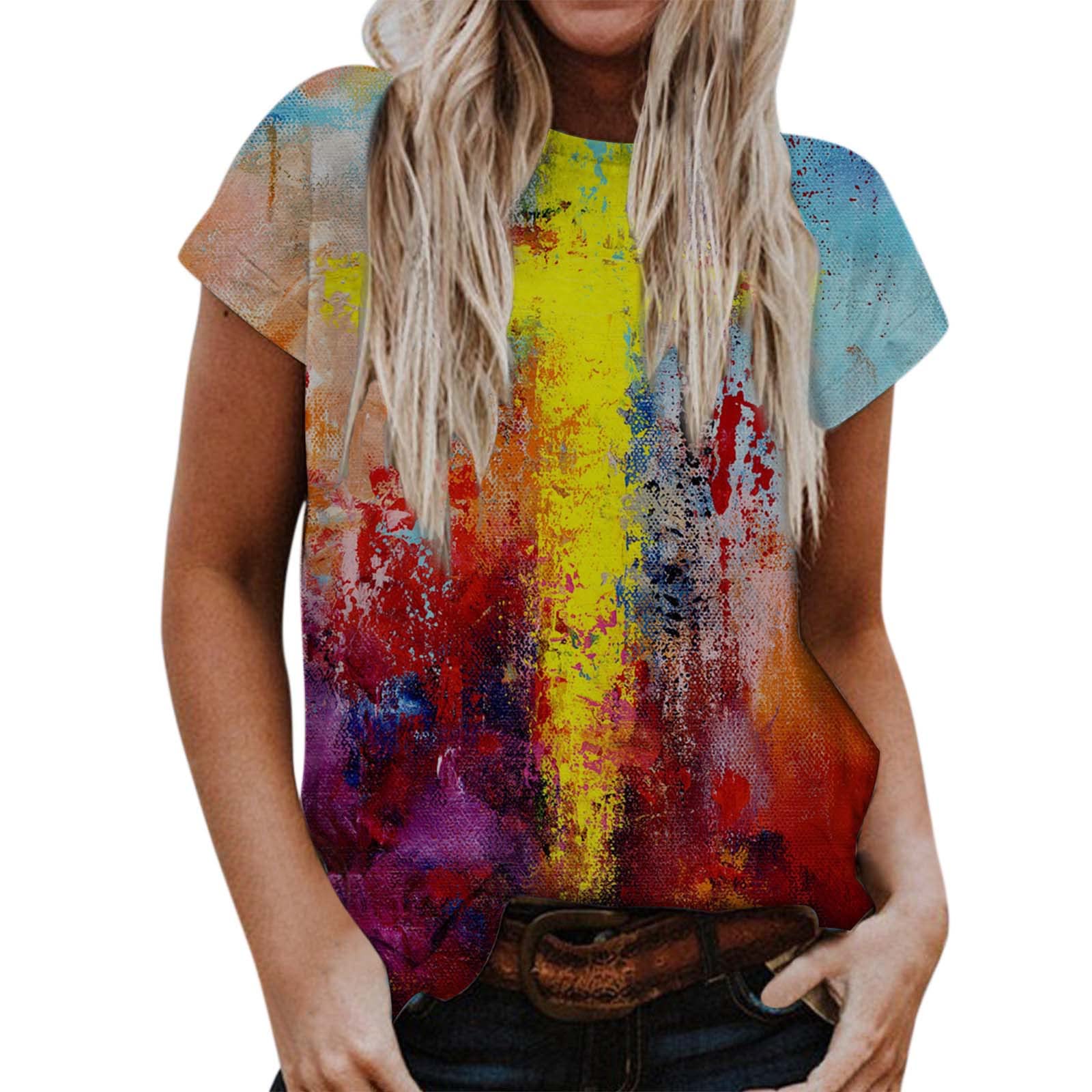 Women's Summer V-Neck T-Shirt - Casual Trendy Loose Fit Tunic Top with Short Sleeves | Comfortable Plus Size Blouse for Women | Perfect for Beach Outings, Casual Wear & Summer Vacations