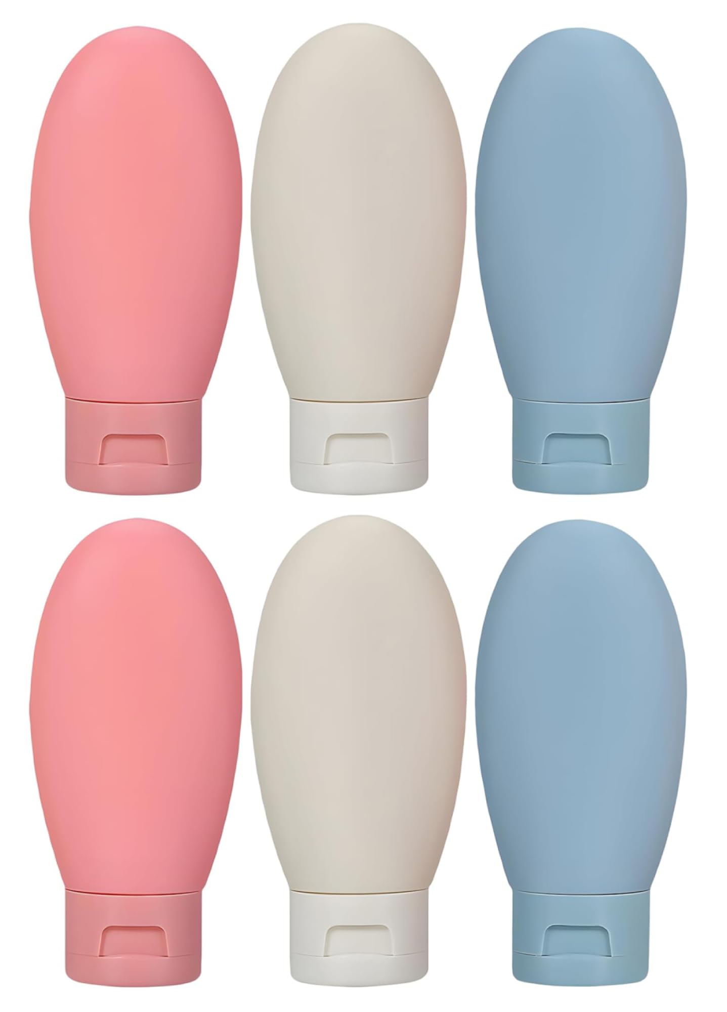 TYAGY 6-Pack 60ml Refillable Silicone Travel Bottles - Leak Proof Toiletry Containers for Shampoo, Lotion, Cream & Hand Wash (Multicolor) | Perfect for Air Travel, Gym Bag, Camping & Vacation Essentials